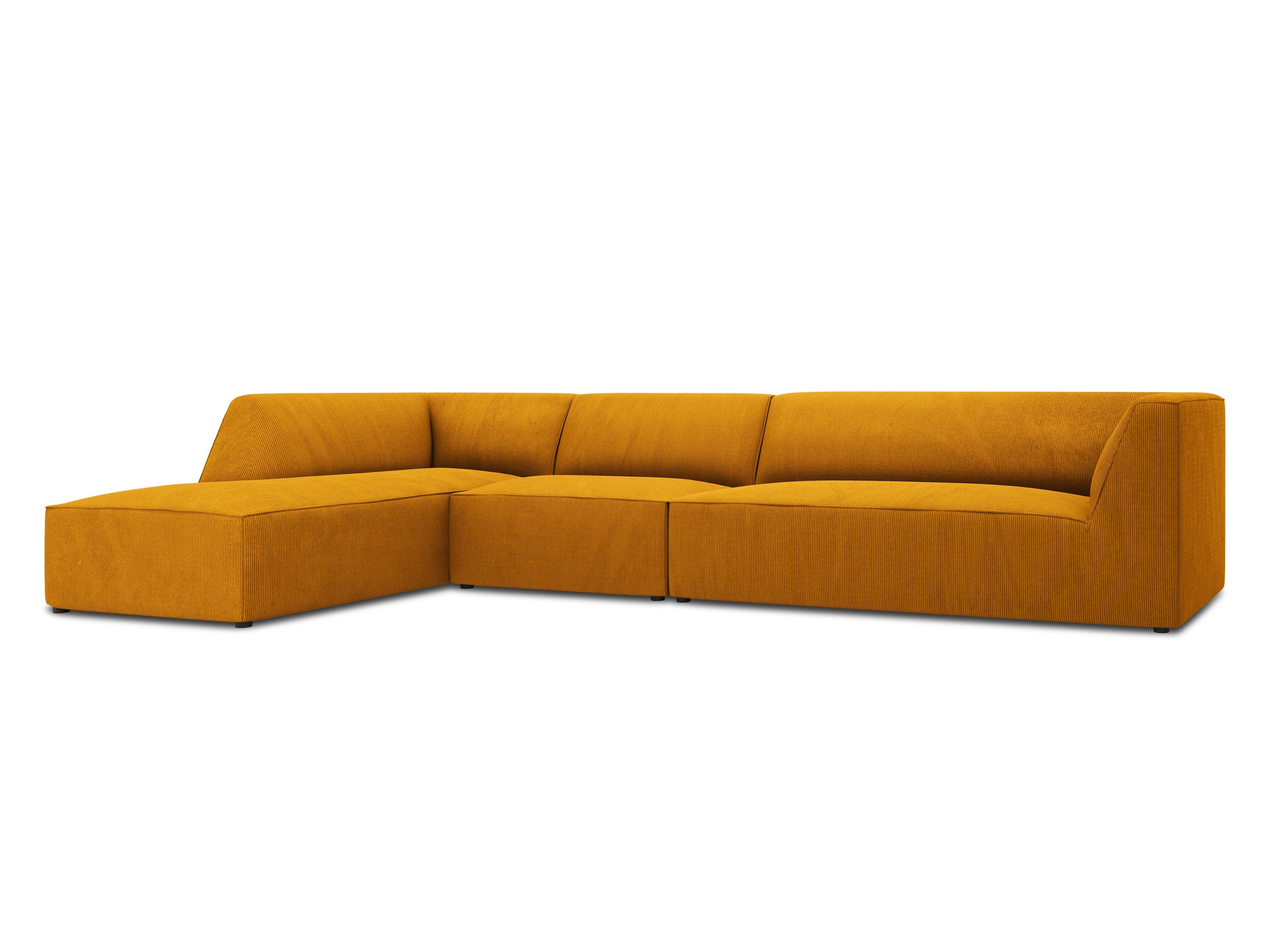 Narożnik sztruksowy 5-osobowy lewostronny RUBY żółty Micadoni    Eye on Design