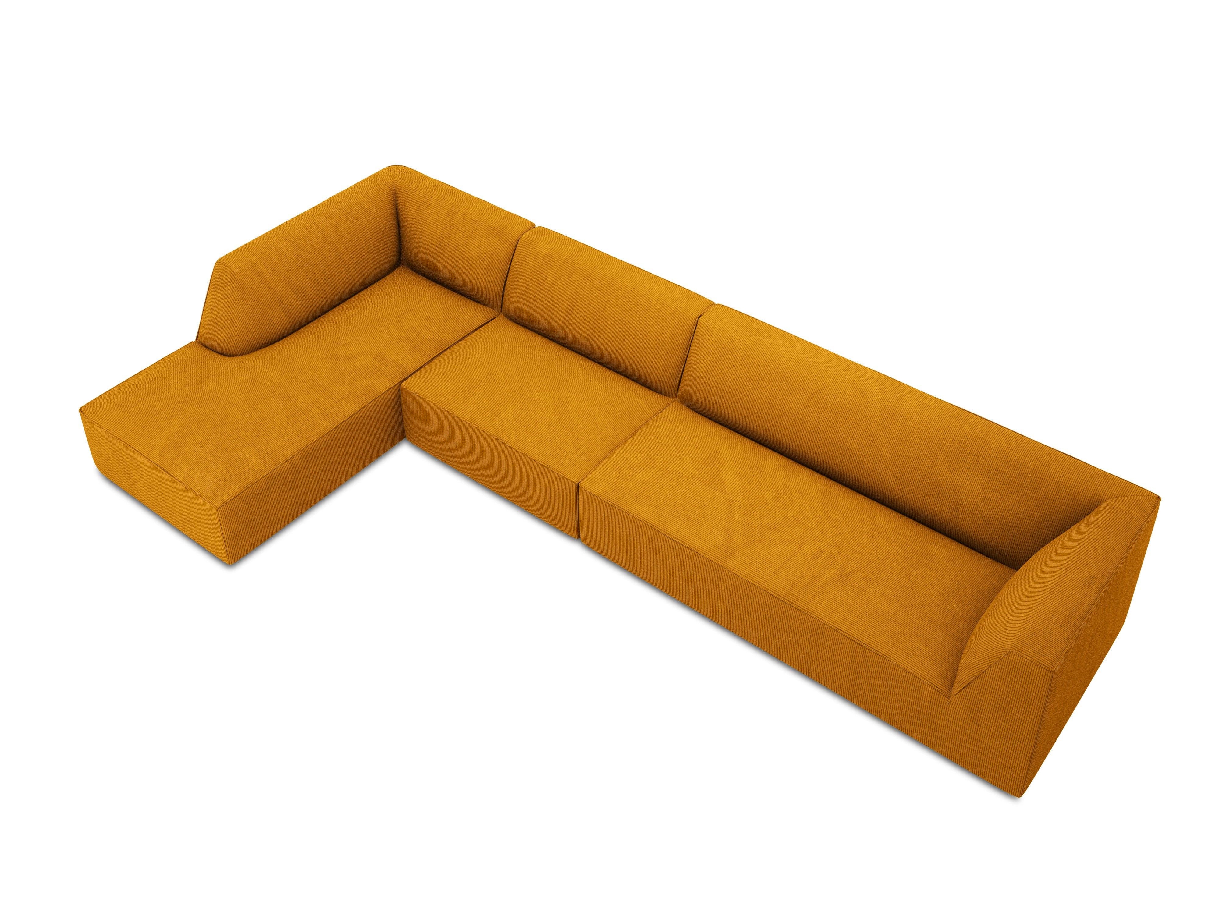 Narożnik sztruksowy 5-osobowy lewostronny RUBY żółty Micadoni    Eye on Design