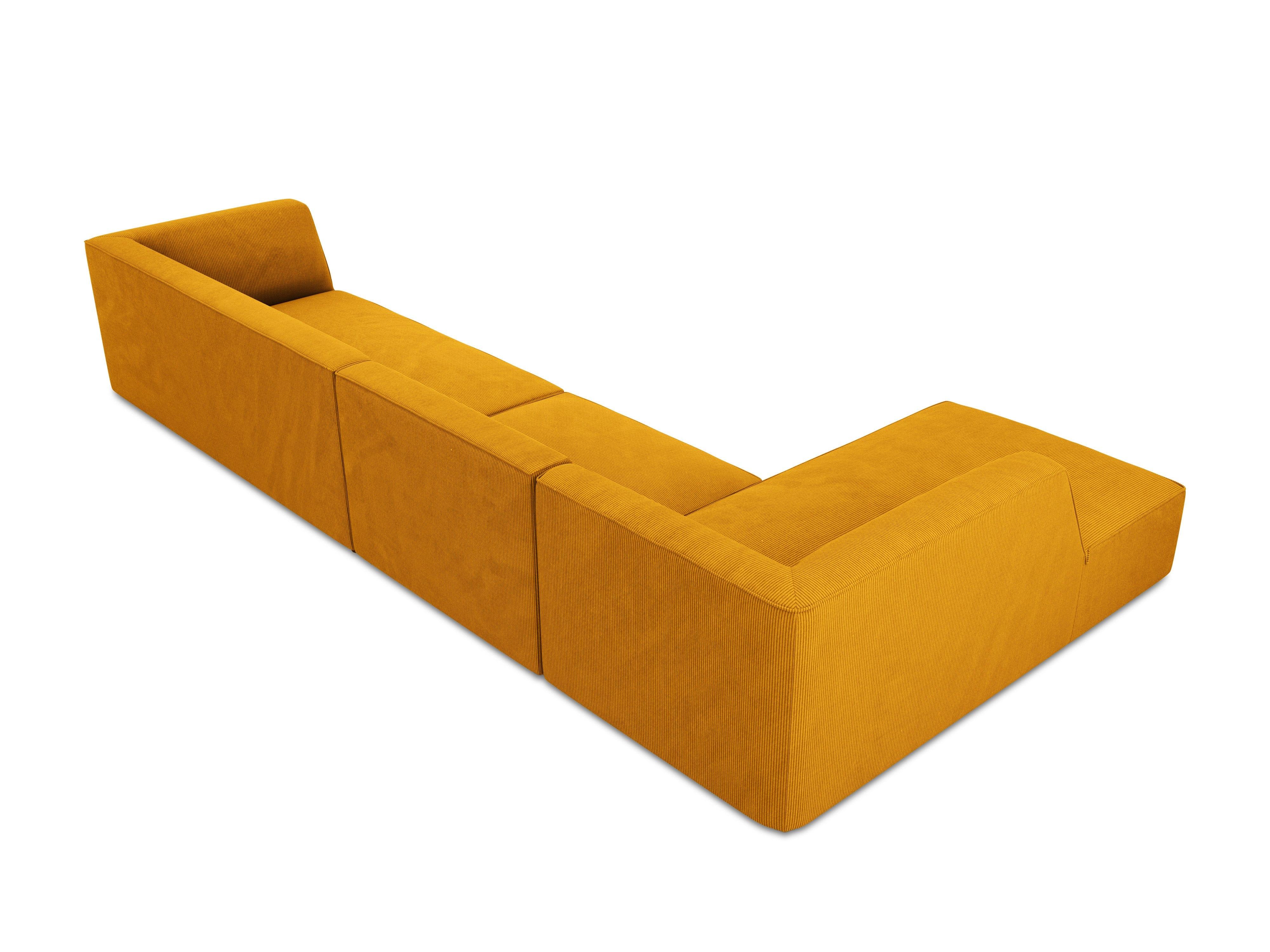 Narożnik sztruksowy 5-osobowy lewostronny RUBY żółty Micadoni    Eye on Design