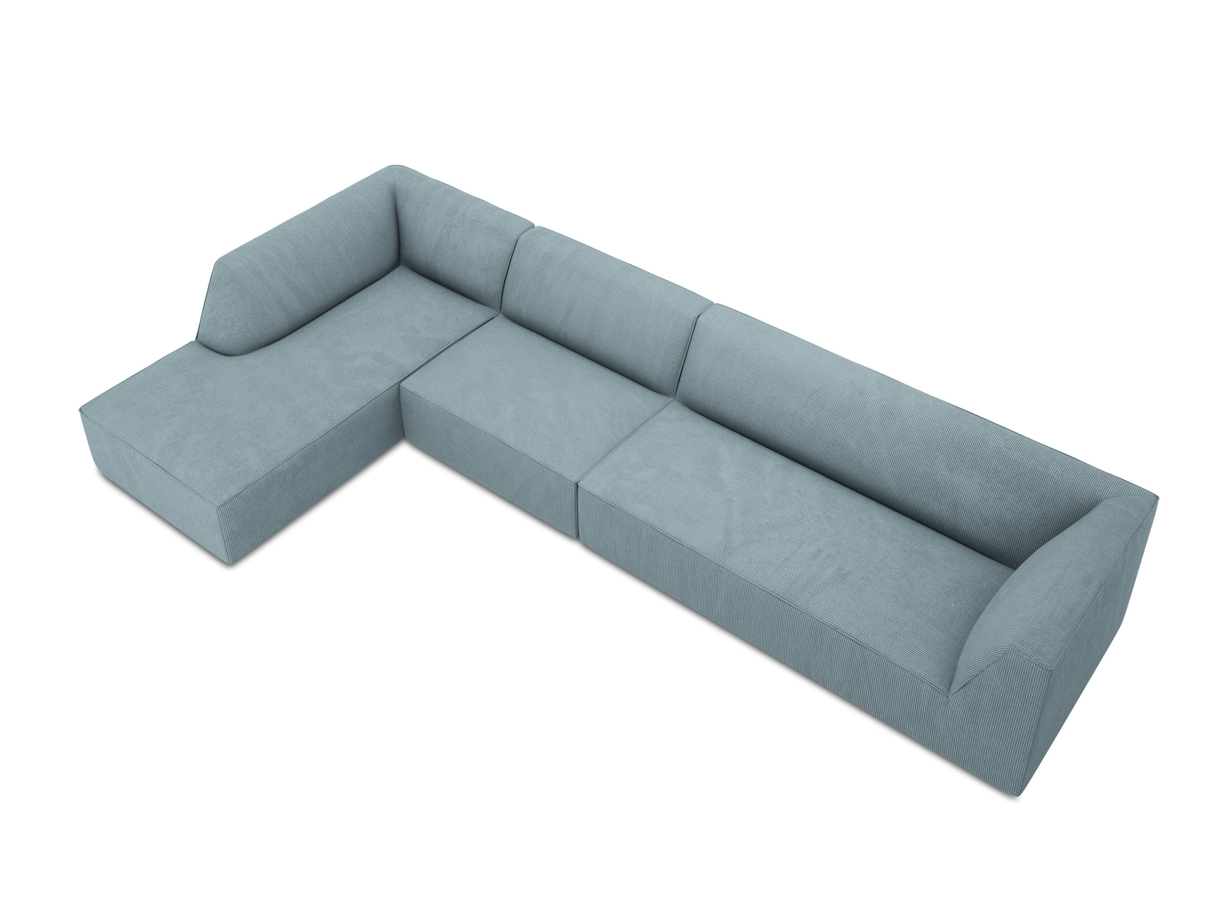 Narożnik sztruksowy 5-osobowy lewostronny RUBY jasnoniebieski Micadoni    Eye on Design
