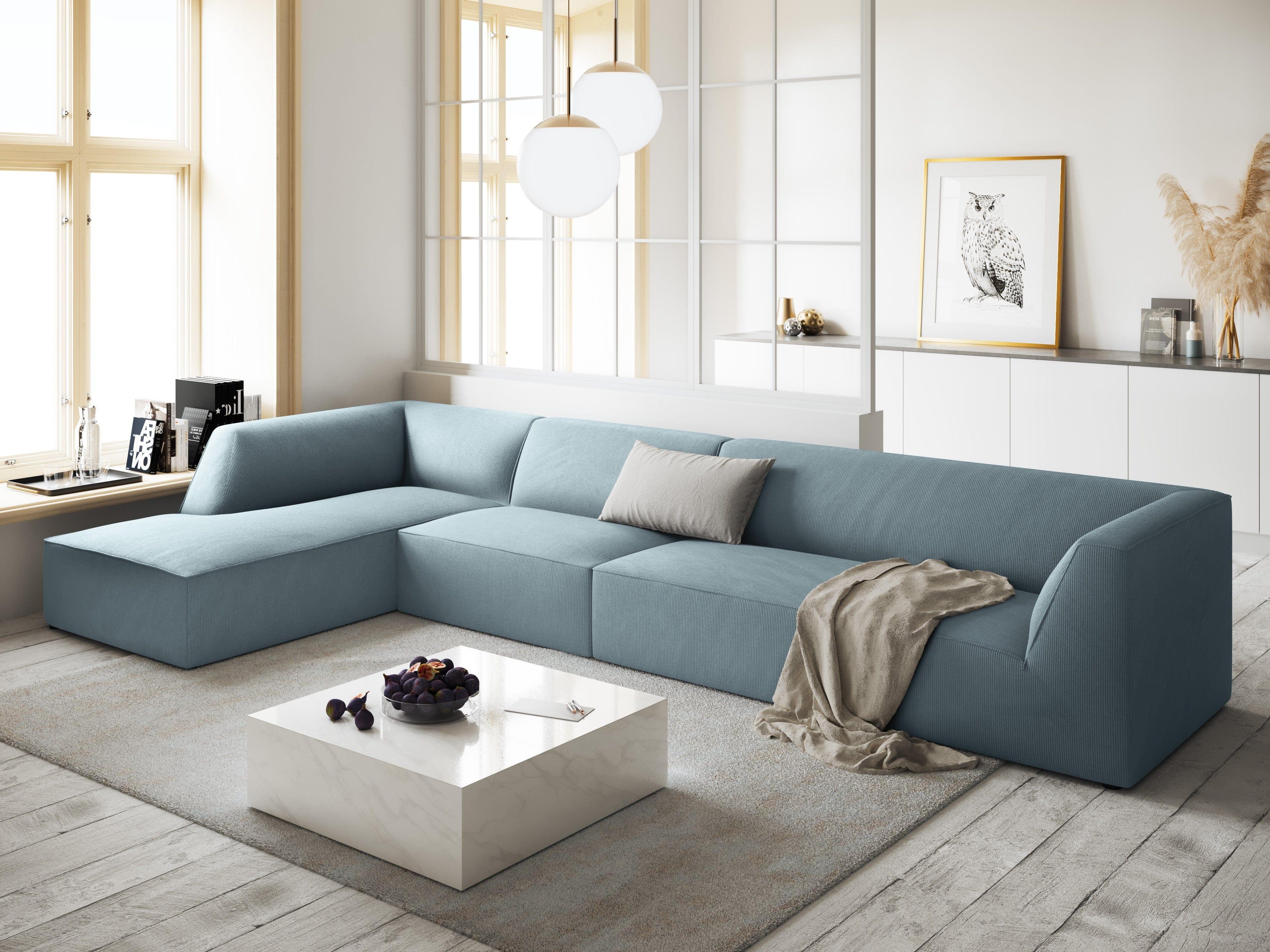 Narożnik sztruksowy 5-osobowy lewostronny RUBY jasnoniebieski Micadoni    Eye on Design