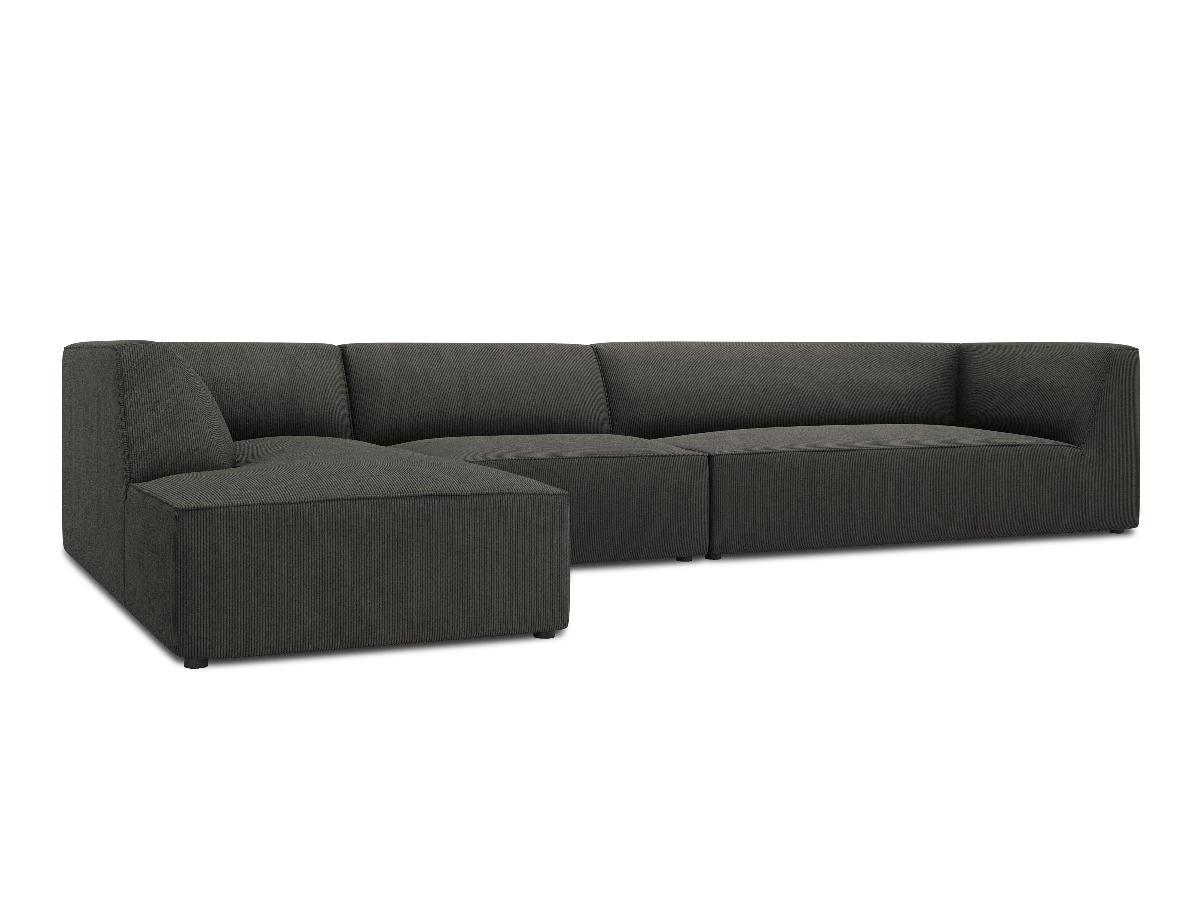 Narożnik sztruksowy 5-osobowy lewostronny RUBY ciemnoszary Micadoni    Eye on Design