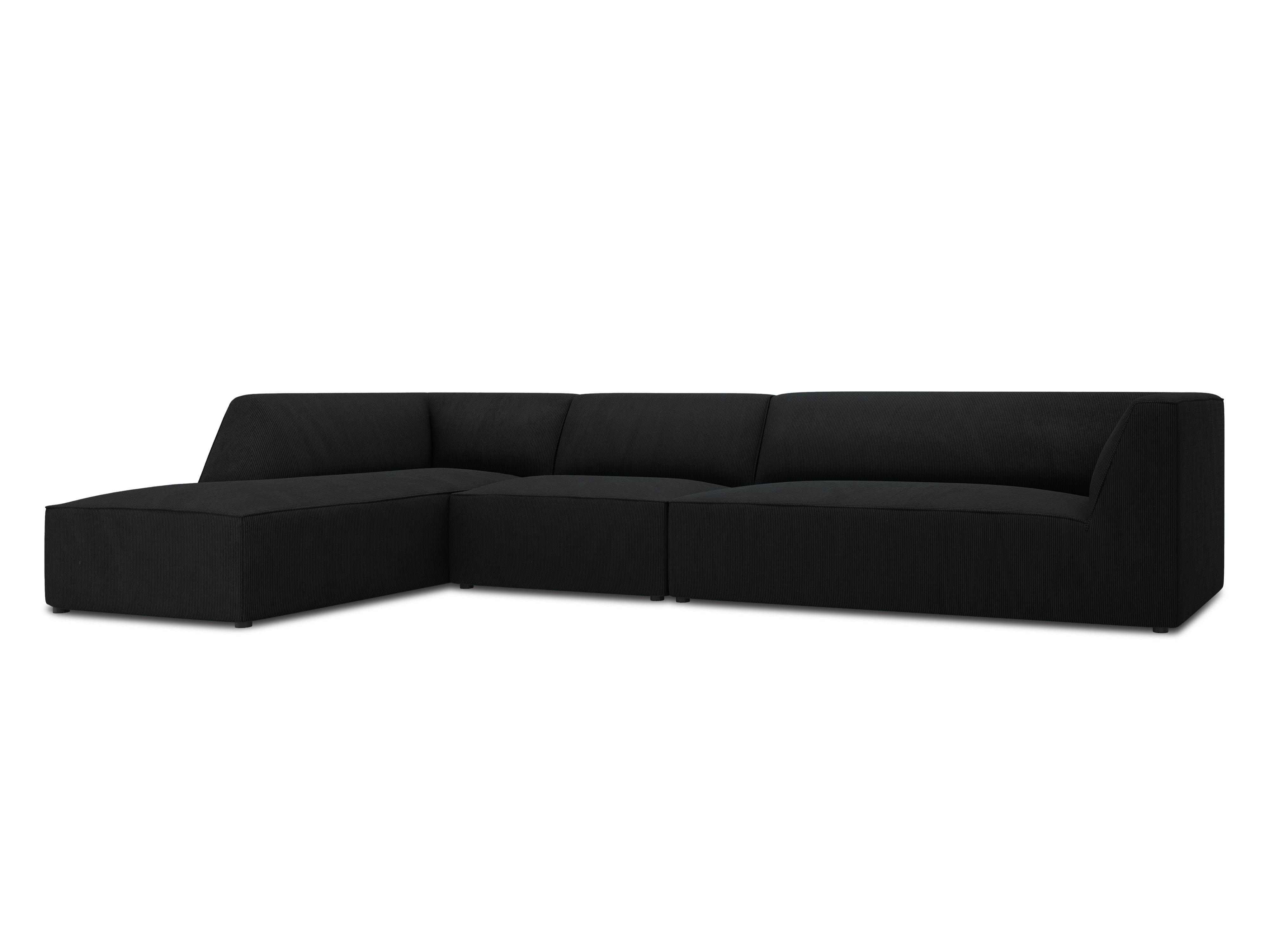 Narożnik sztruksowy 5-osobowy lewostronny RUBY czarny Micadoni    Eye on Design