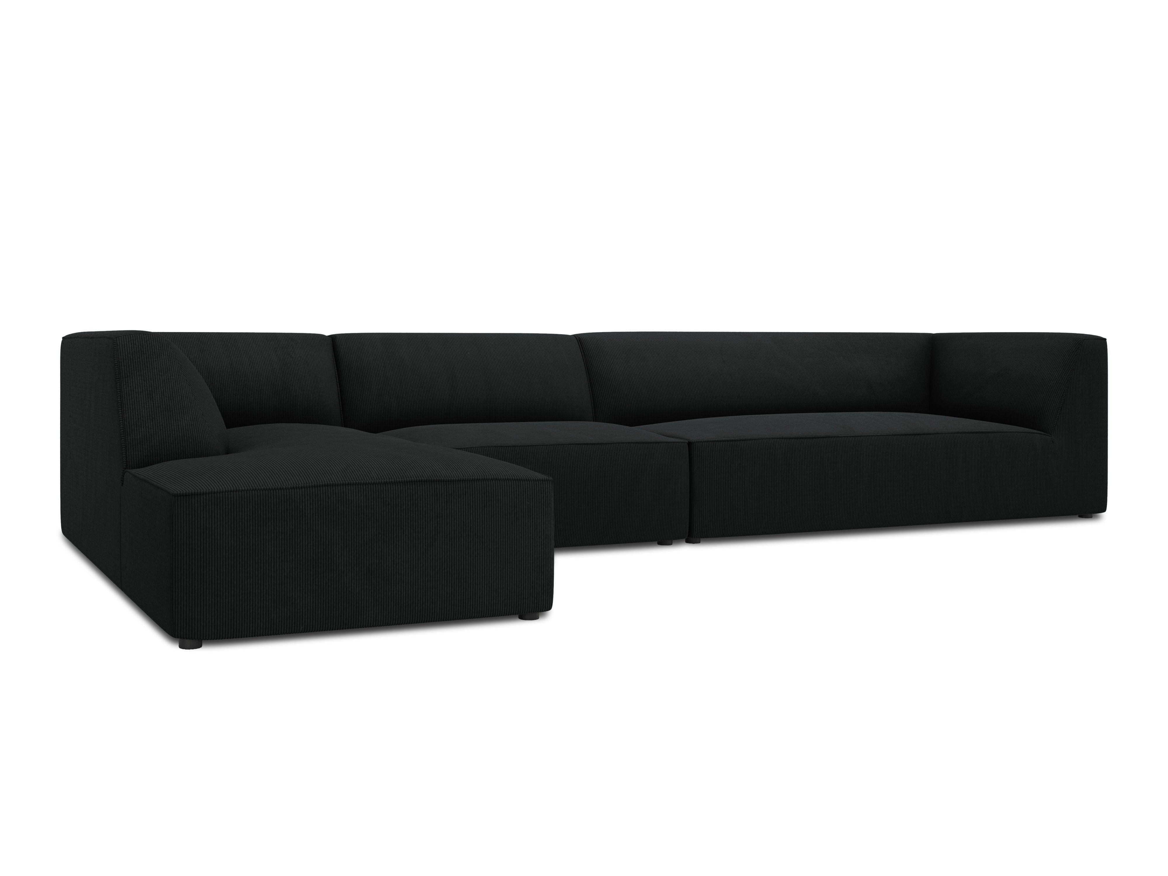 Narożnik sztruksowy 5-osobowy lewostronny RUBY czarny Micadoni    Eye on Design