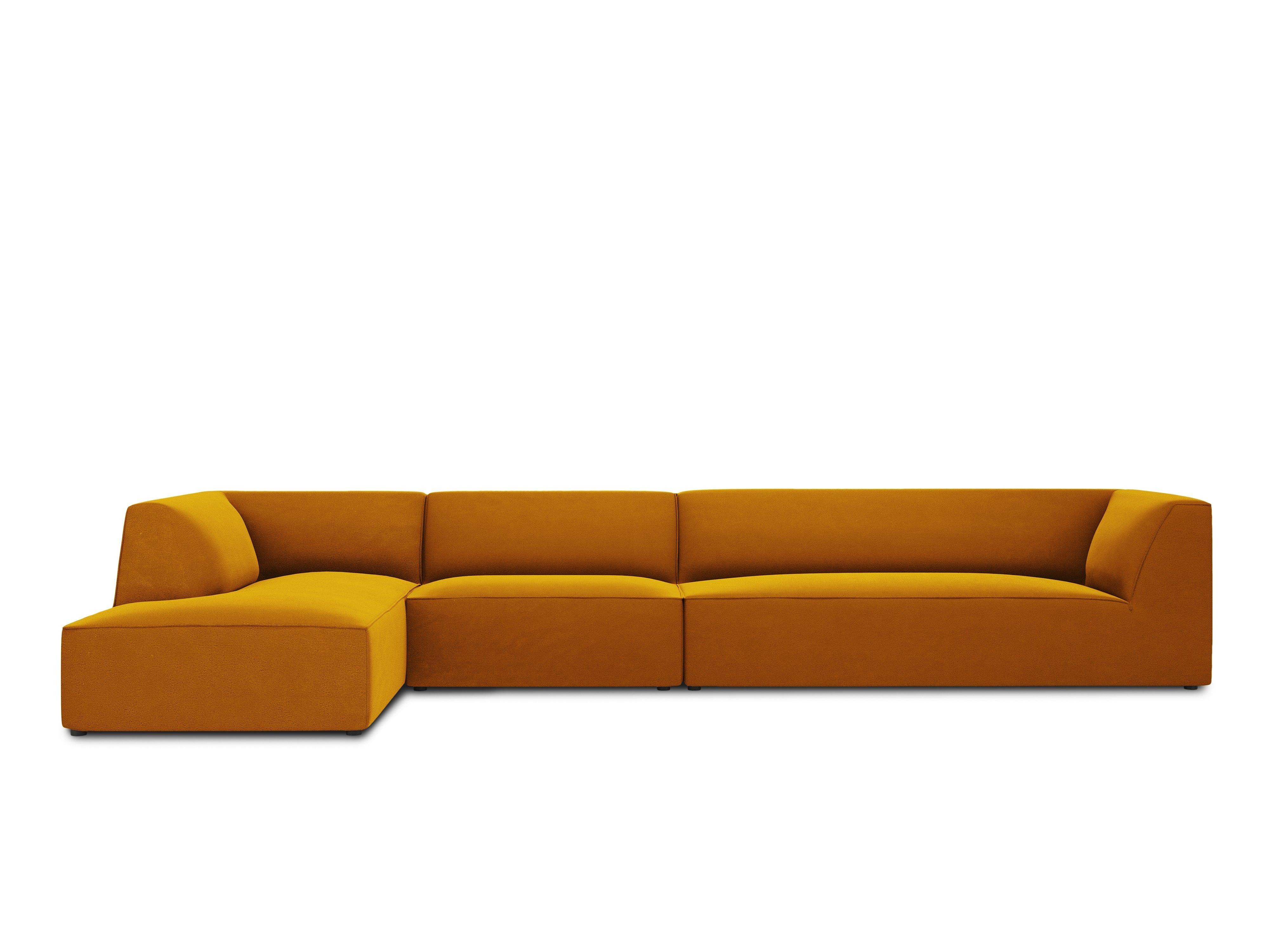 Narożnik aksamitny 5-osobowy lewostronny RUBY żółty Micadoni    Eye on Design