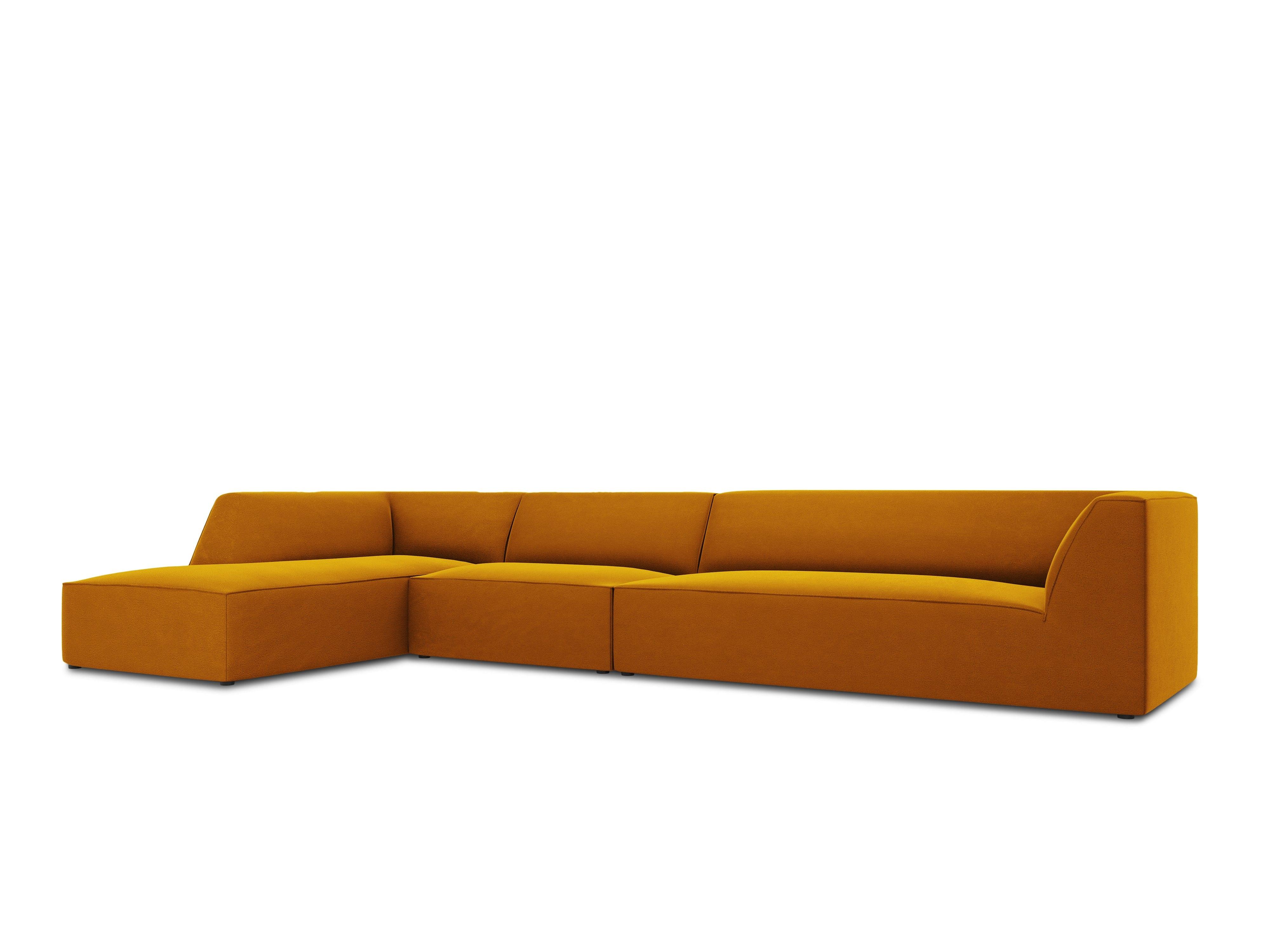 Narożnik aksamitny 5-osobowy lewostronny RUBY żółty Micadoni    Eye on Design