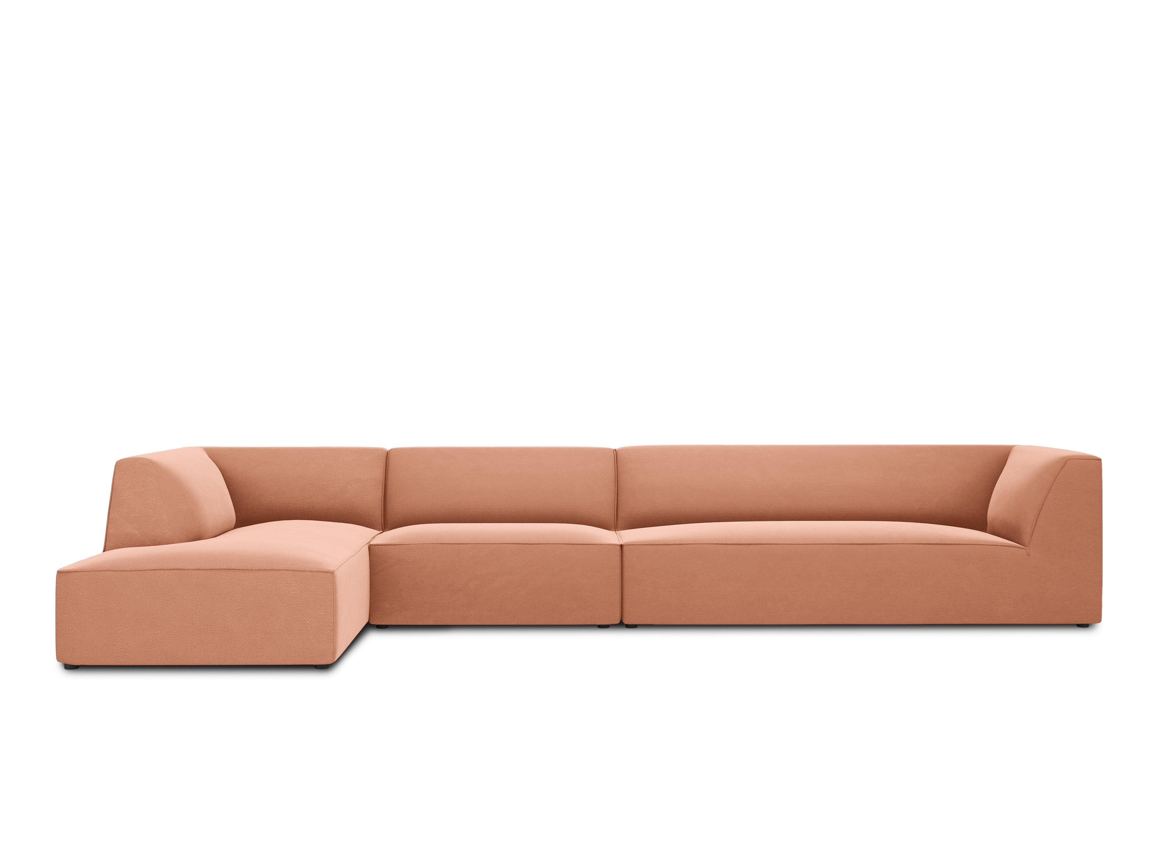 Narożnik aksamitny 5-osobowy lewostronny RUBY łososiowy Micadoni    Eye on Design