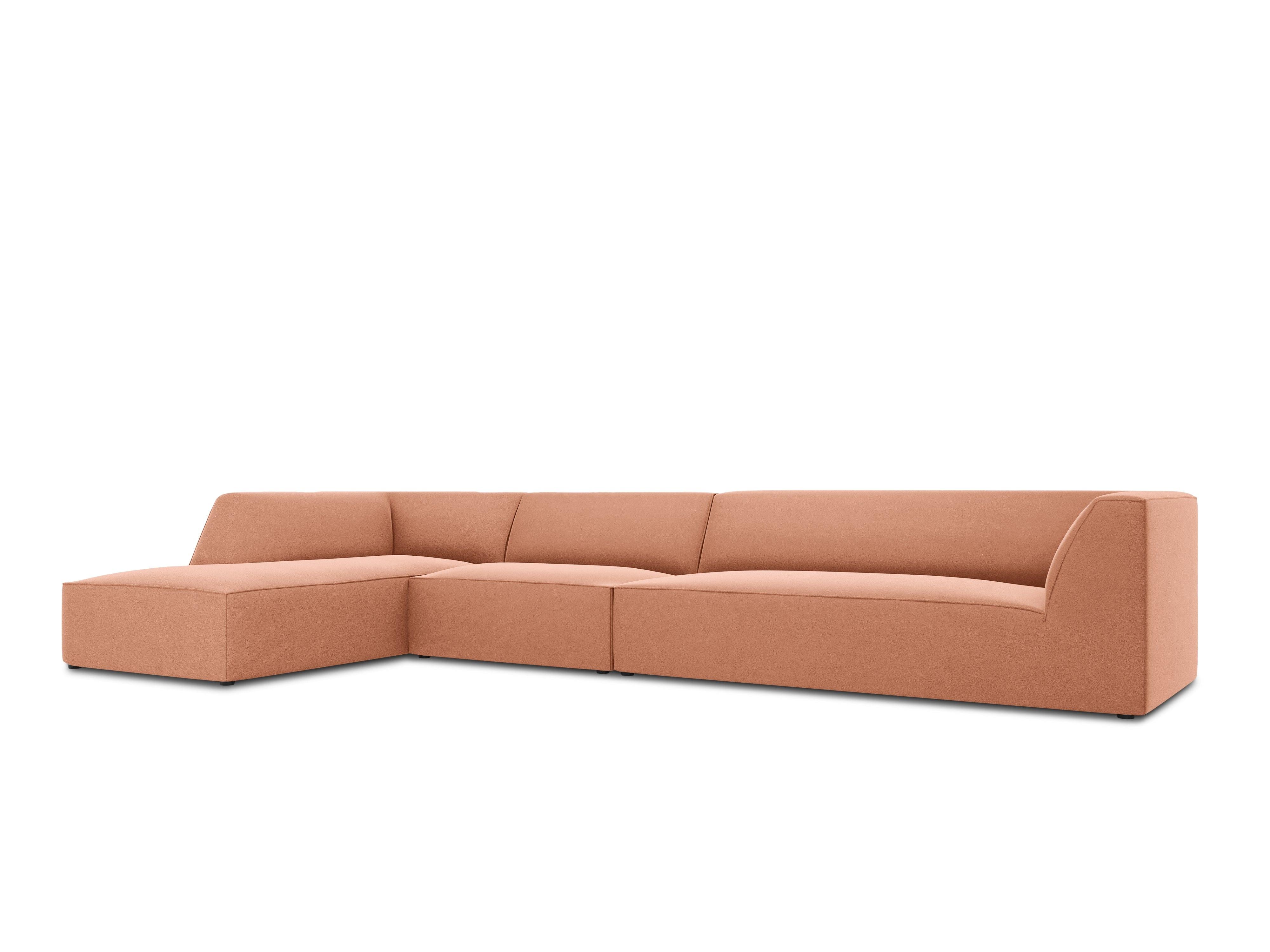 Narożnik aksamitny 5-osobowy lewostronny RUBY łososiowy Micadoni    Eye on Design