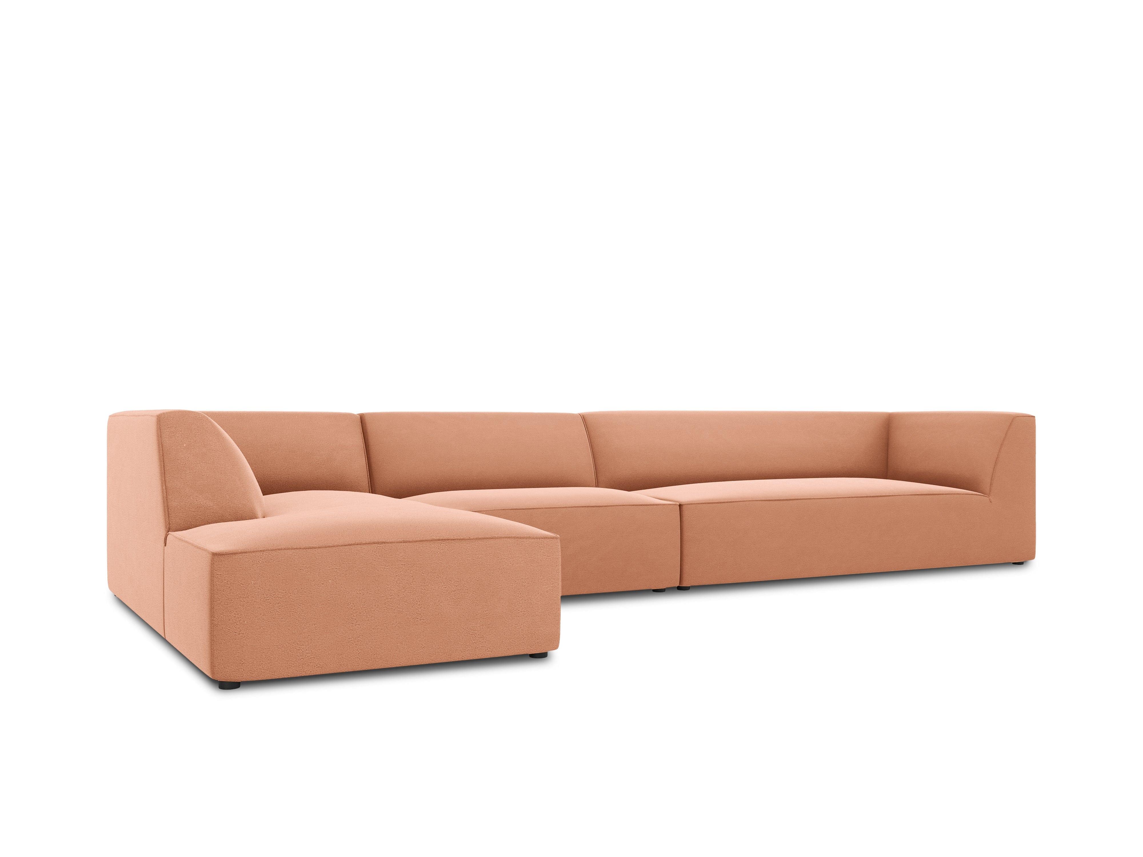 Narożnik aksamitny 5-osobowy lewostronny RUBY łososiowy Micadoni    Eye on Design