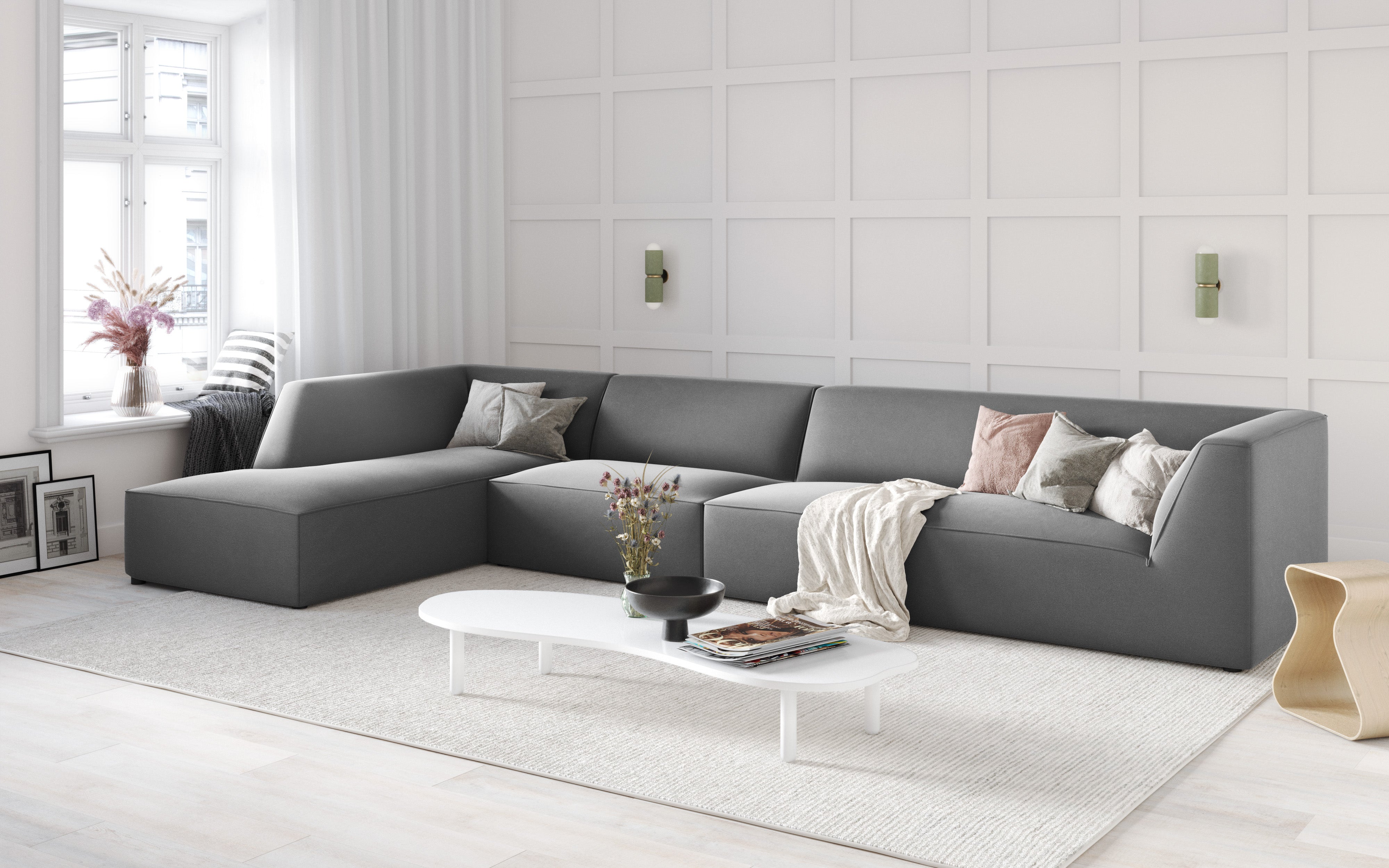 Minimalist left -sided corner sofa