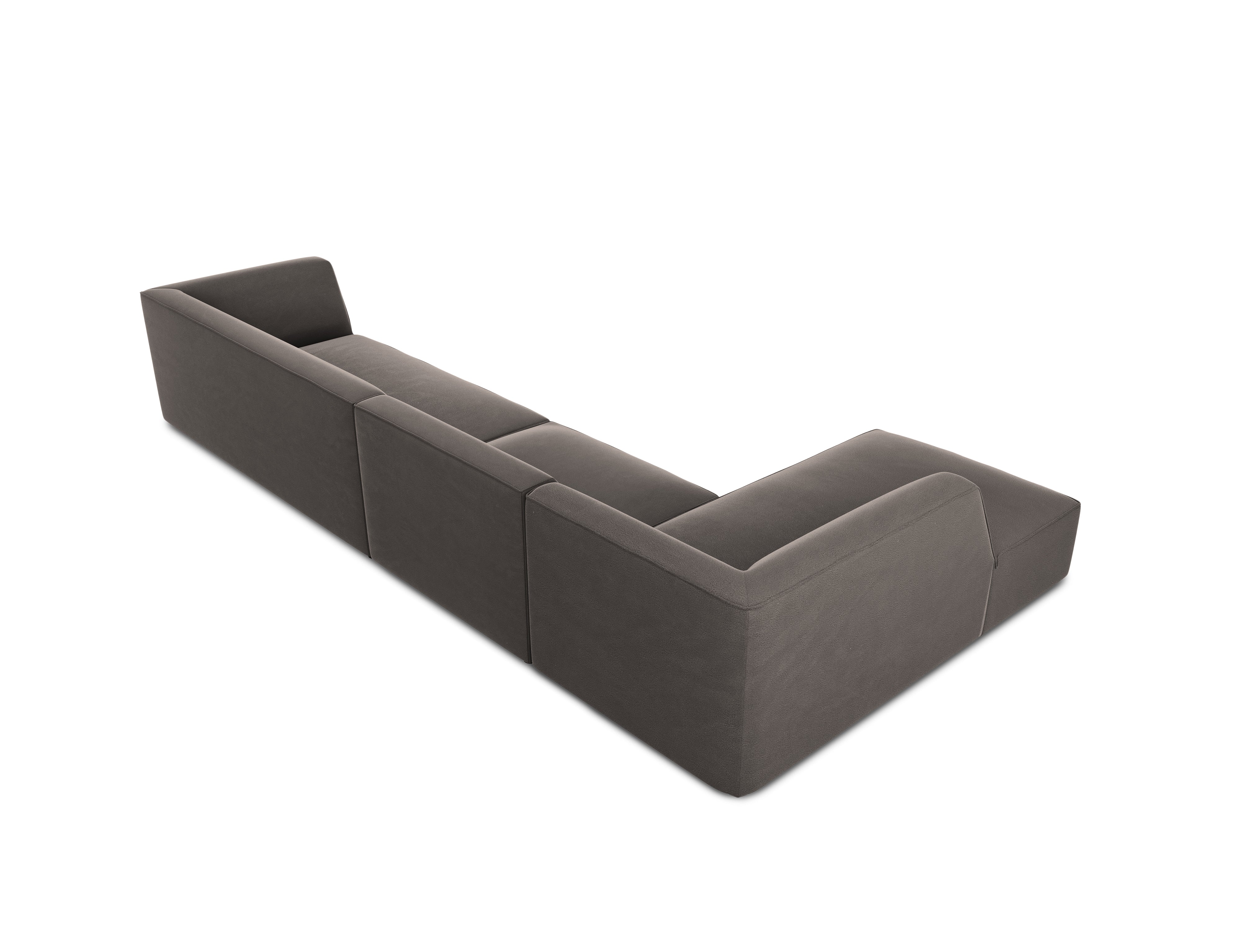 Left -sided velvet dark gray sofa