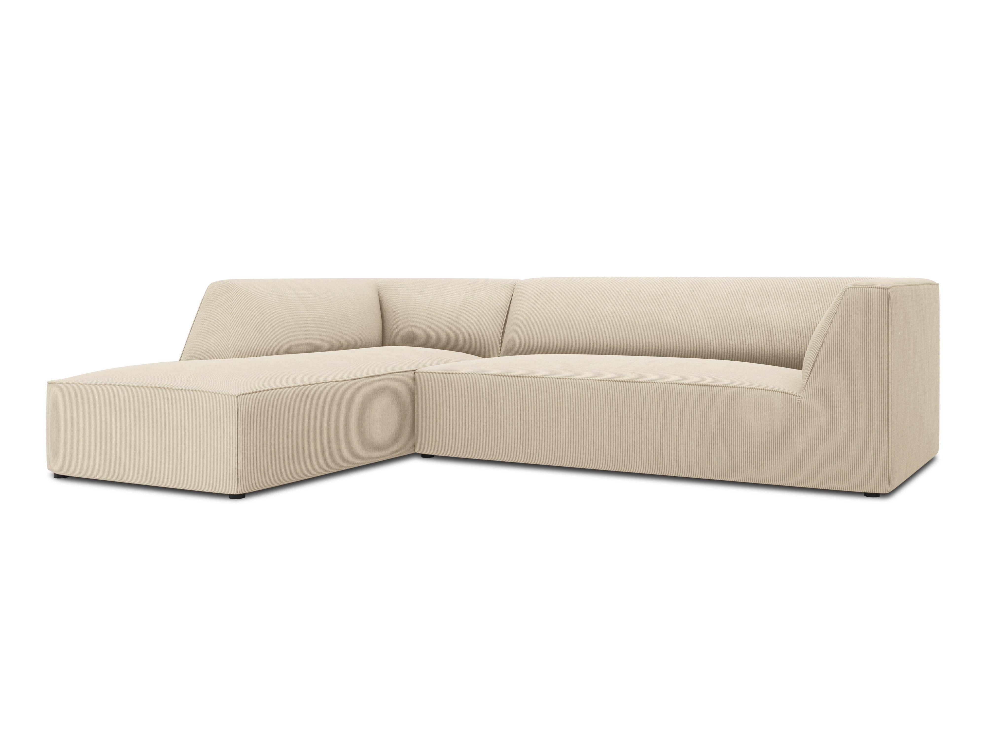 Narożnik sztruksowy 4-osobowy lewostronny RUBY beżowy Micadoni    Eye on Design
