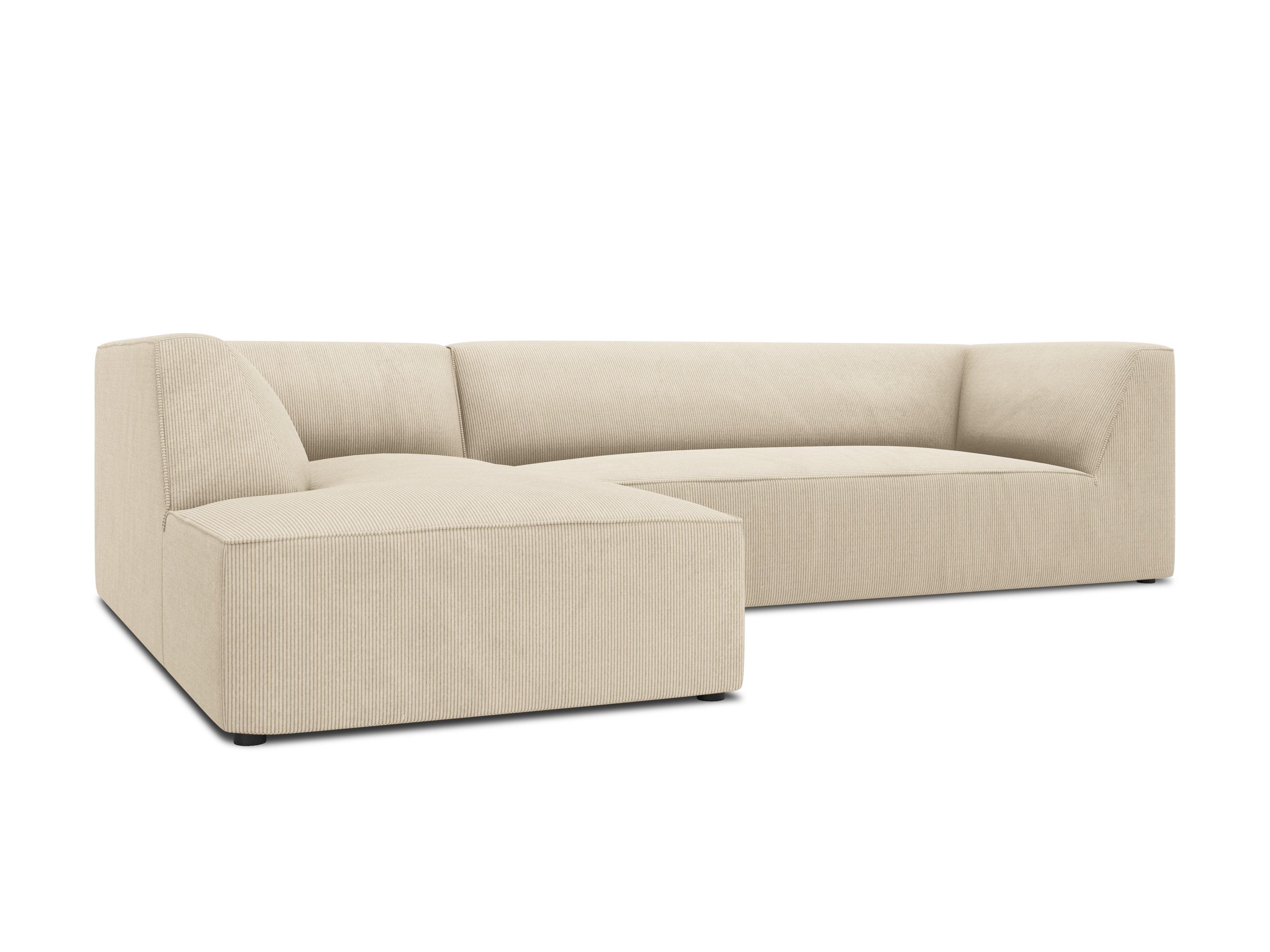 Narożnik sztruksowy 4-osobowy lewostronny RUBY beżowy Micadoni    Eye on Design