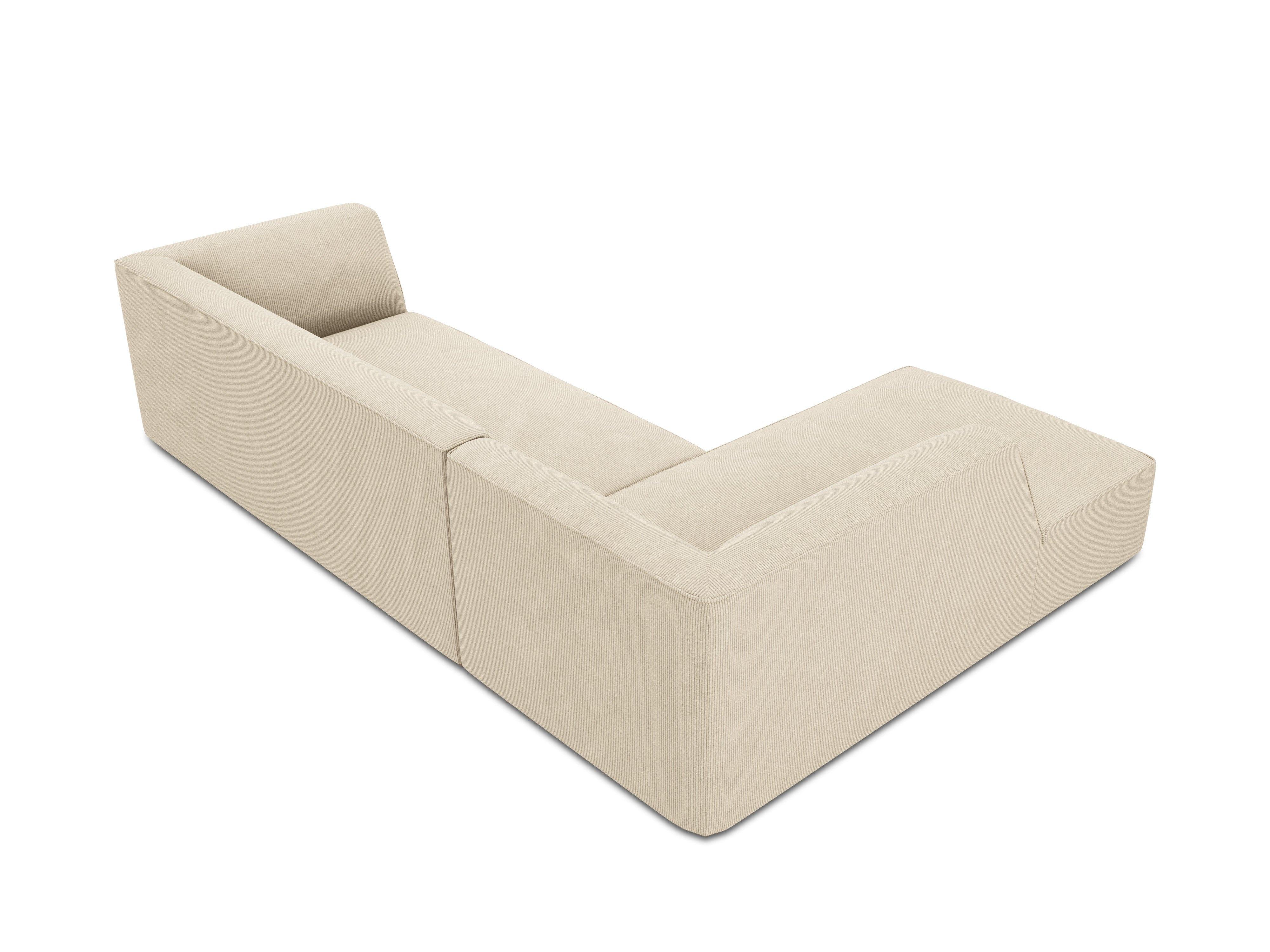 Narożnik sztruksowy 4-osobowy lewostronny RUBY beżowy Micadoni    Eye on Design