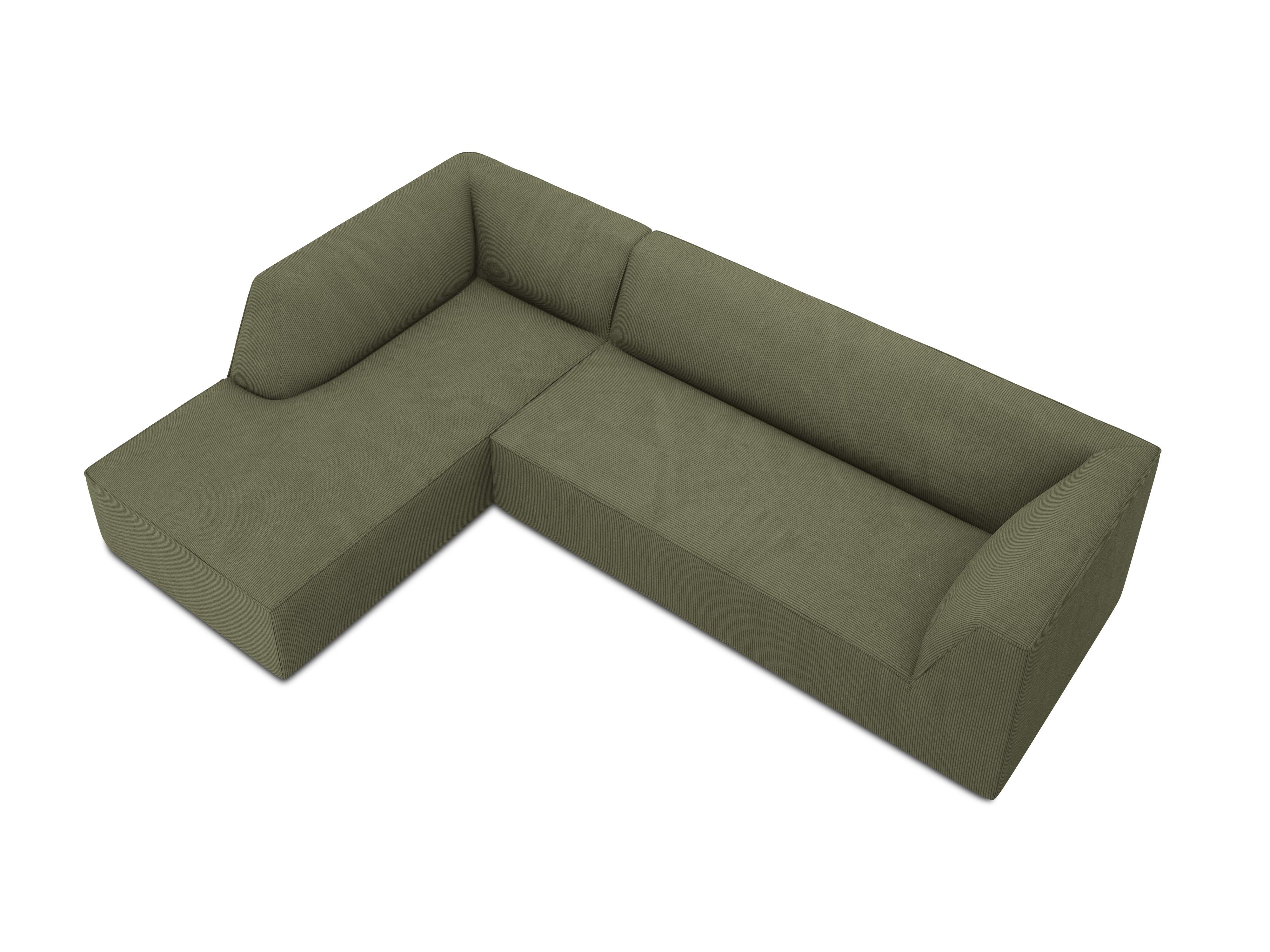 Narożnik sztruksowy 4-osobowy lewostronny RUBY zielony Micadoni    Eye on Design