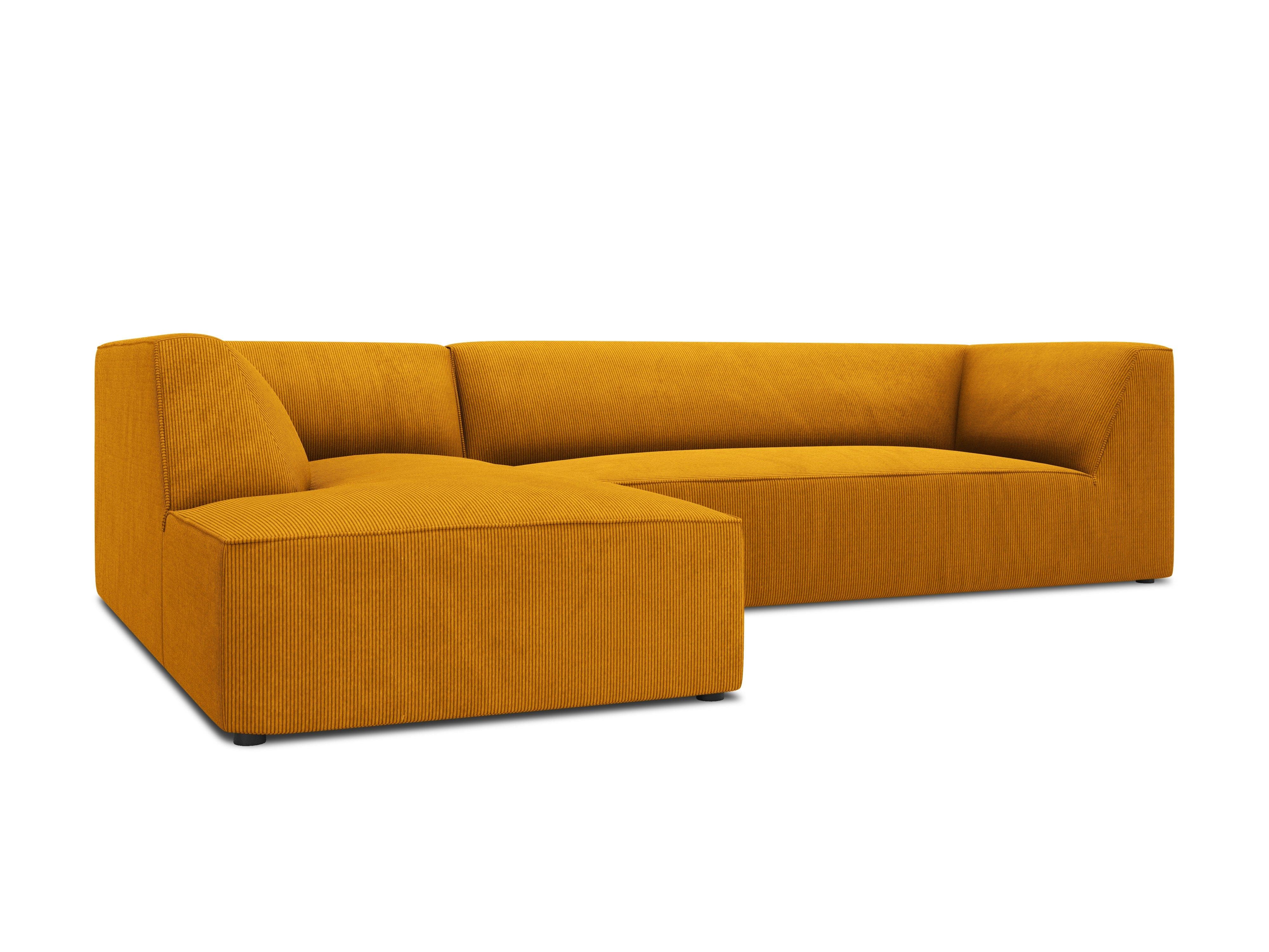 Narożnik sztruksowy 4-osobowy lewostronny RUBY żółty Micadoni    Eye on Design