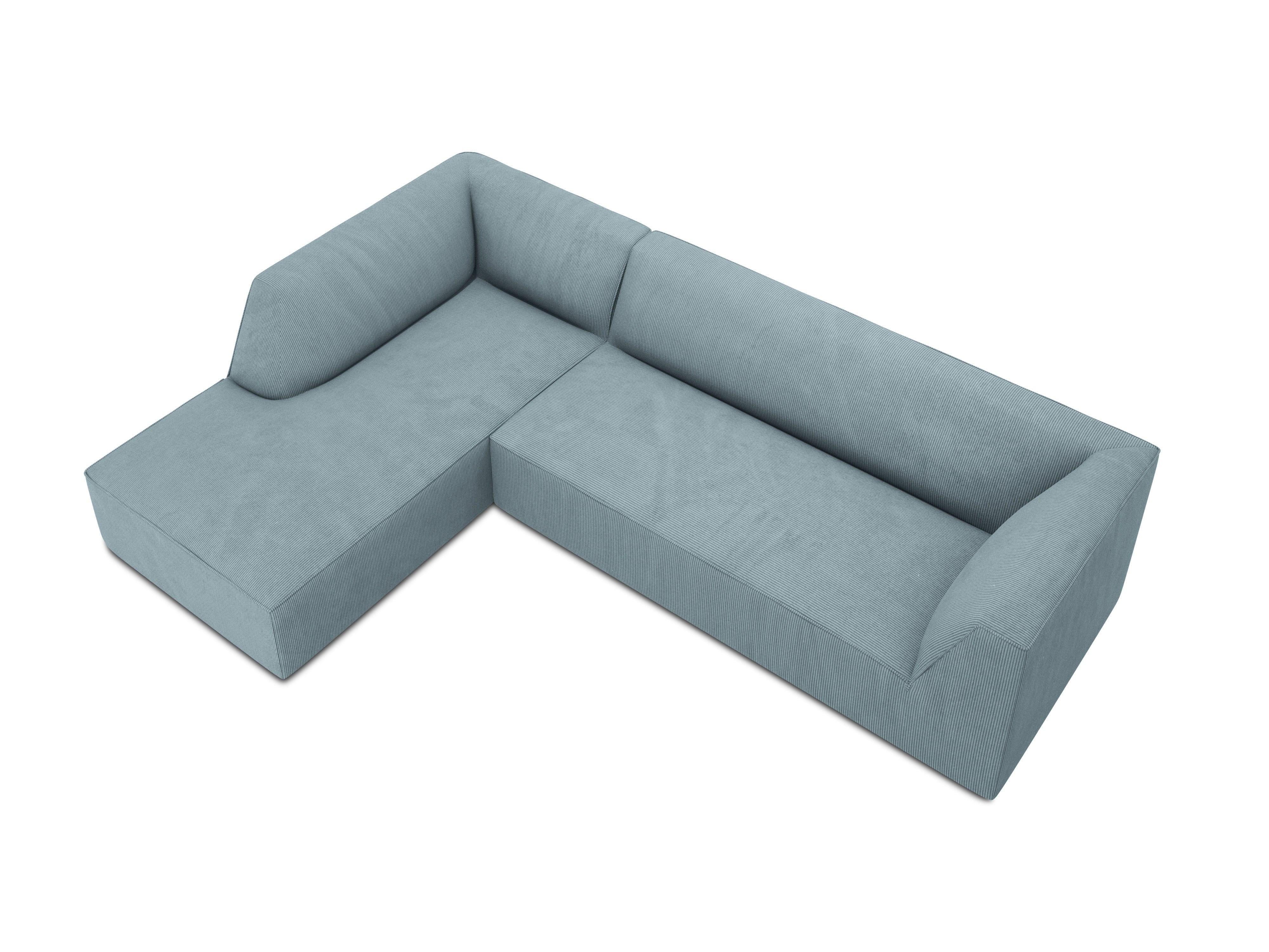 Narożnik sztruksowy 4-osobowy lewostronny RUBY jasnoniebieski Micadoni    Eye on Design