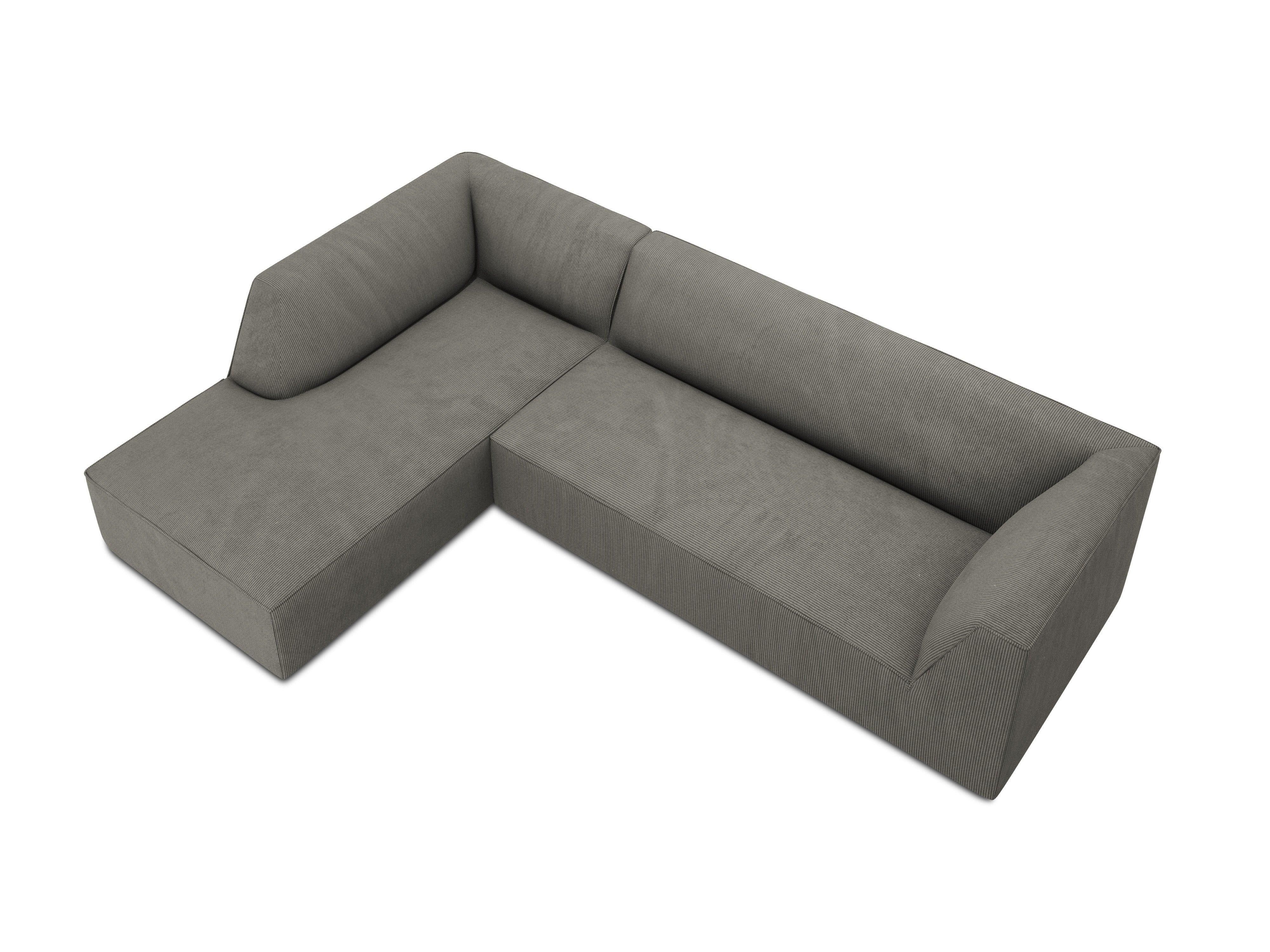 Narożnik sztruksowy 4-osobowy lewostronny RUBY jasnoszary Micadoni    Eye on Design