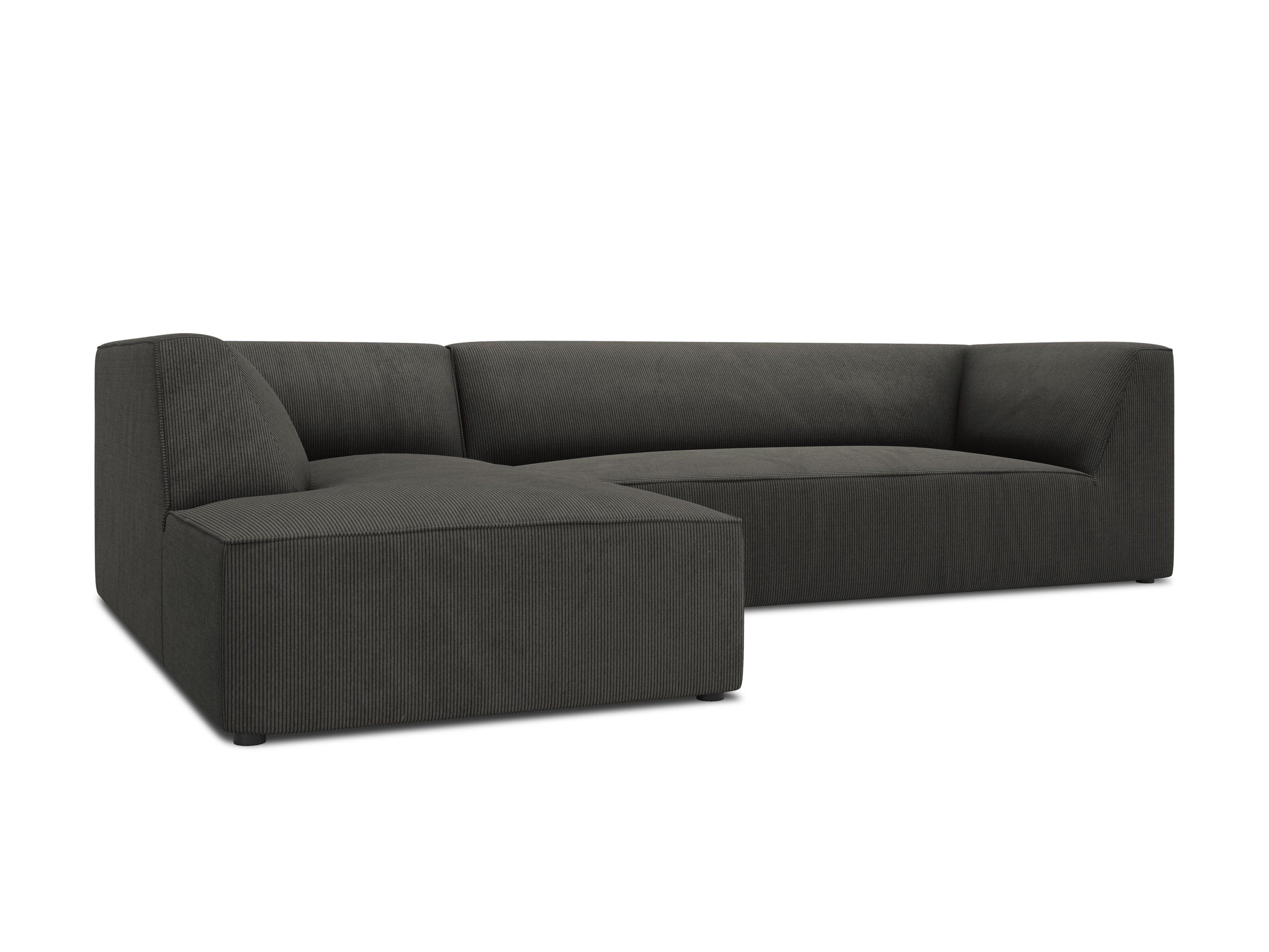 Narożnik sztruksowy 4-osobowy lewostronny RUBY ciemnoszary Micadoni    Eye on Design