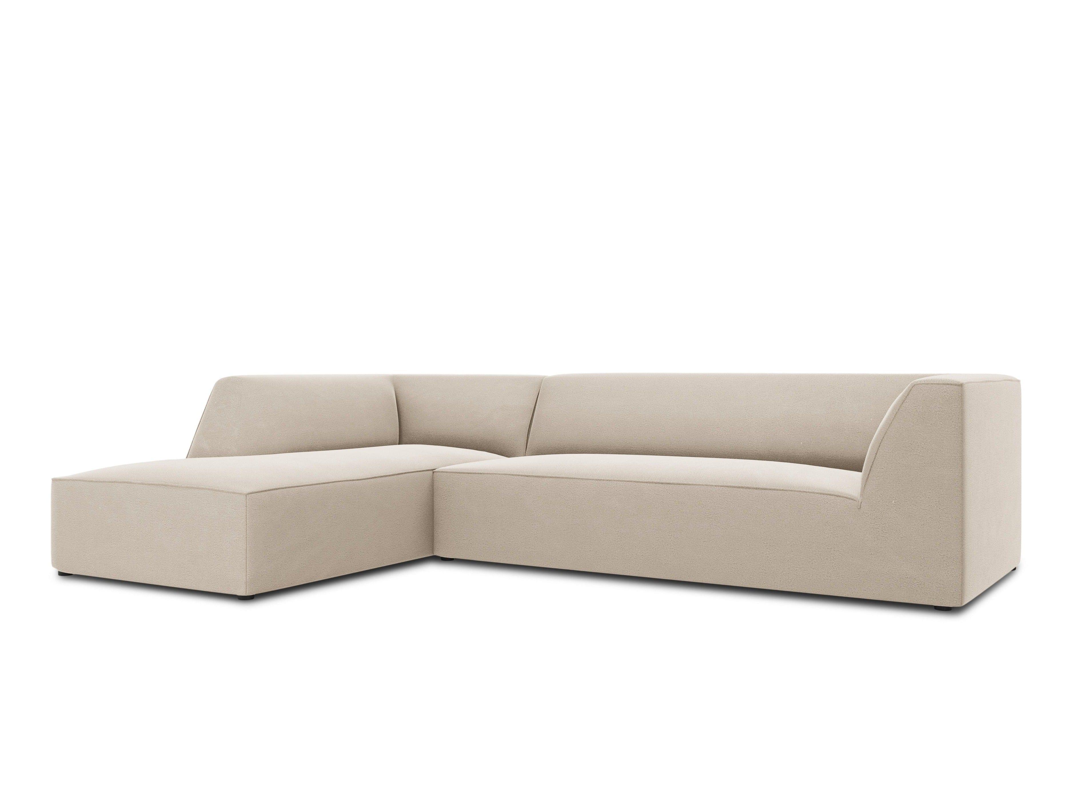 Narożnik aksamitny 4-osobowy lewostronny RUBY beżowy Micadoni    Eye on Design