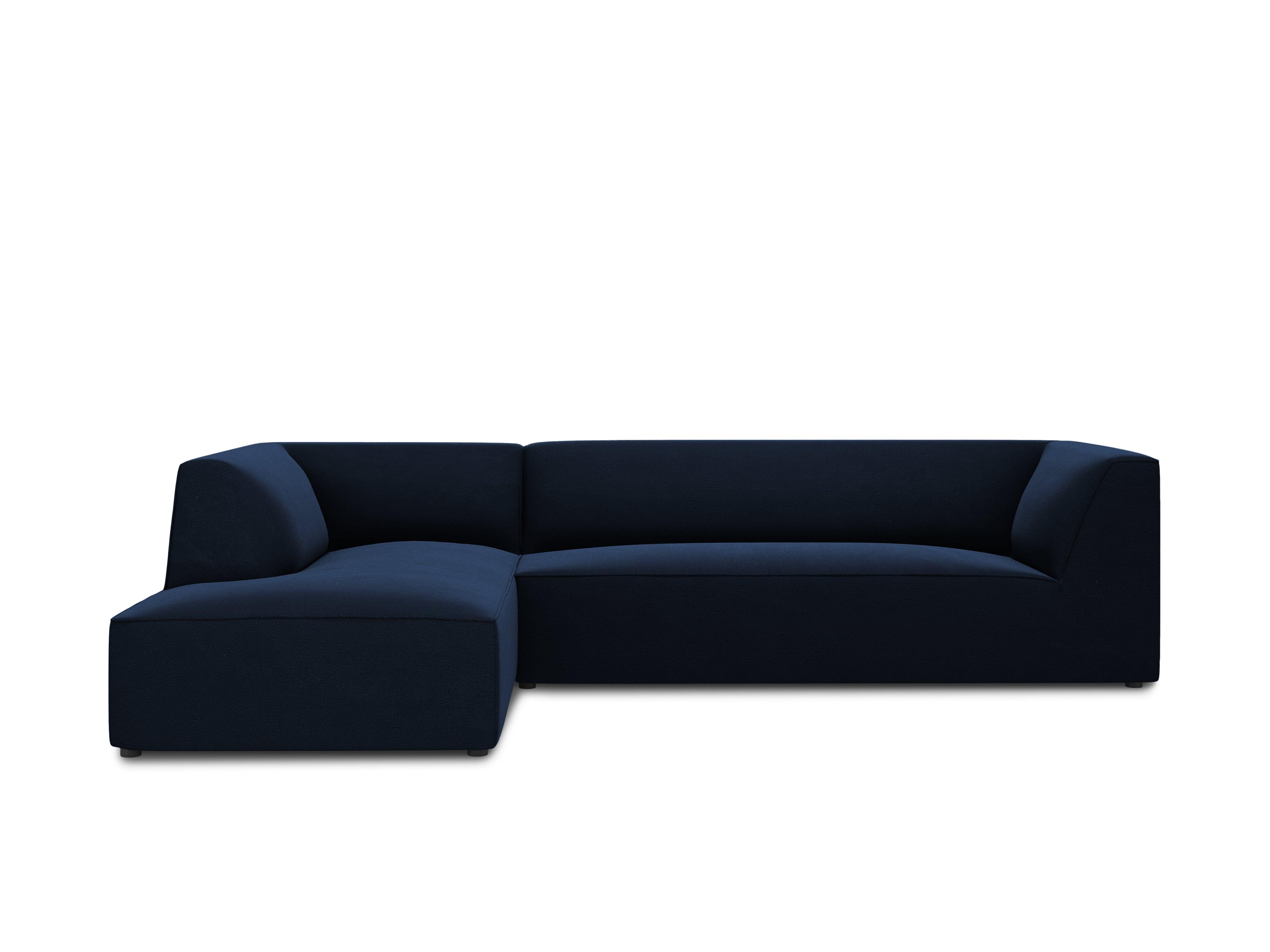 Narożnik aksamitny 4-osobowy lewostronny RUBY granat królewski Micadoni    Eye on Design