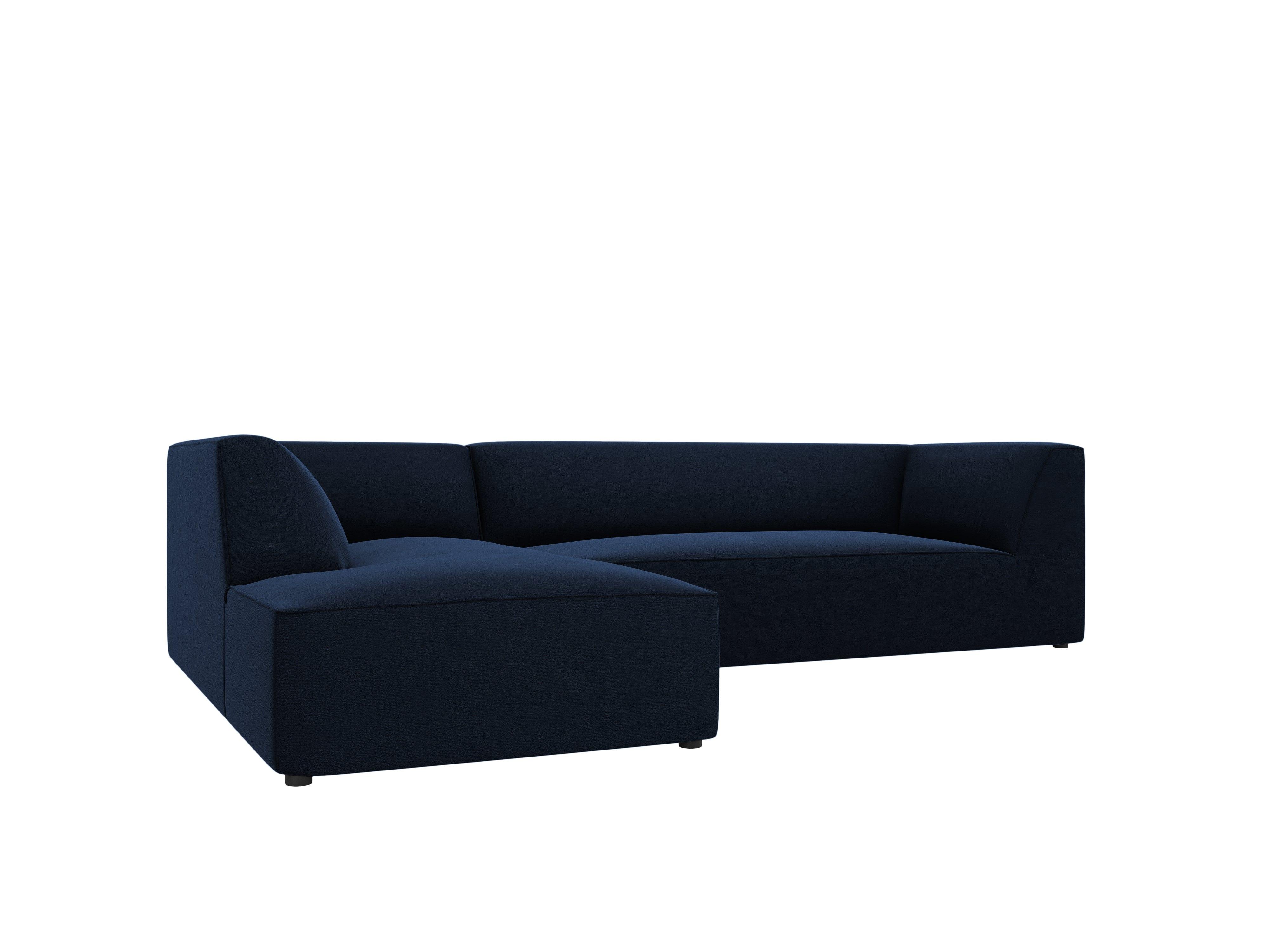 Narożnik aksamitny 4-osobowy lewostronny RUBY granat królewski Micadoni    Eye on Design