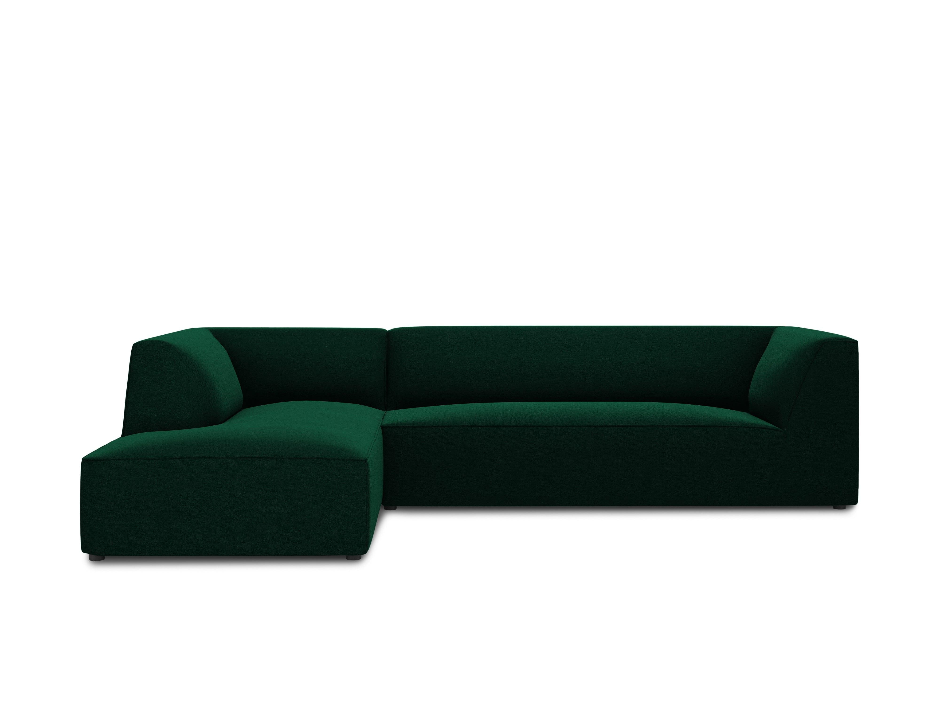 Narożnik aksamitny 4-osobowy lewostronny RUBY butelkowa zieleń Micadoni    Eye on Design