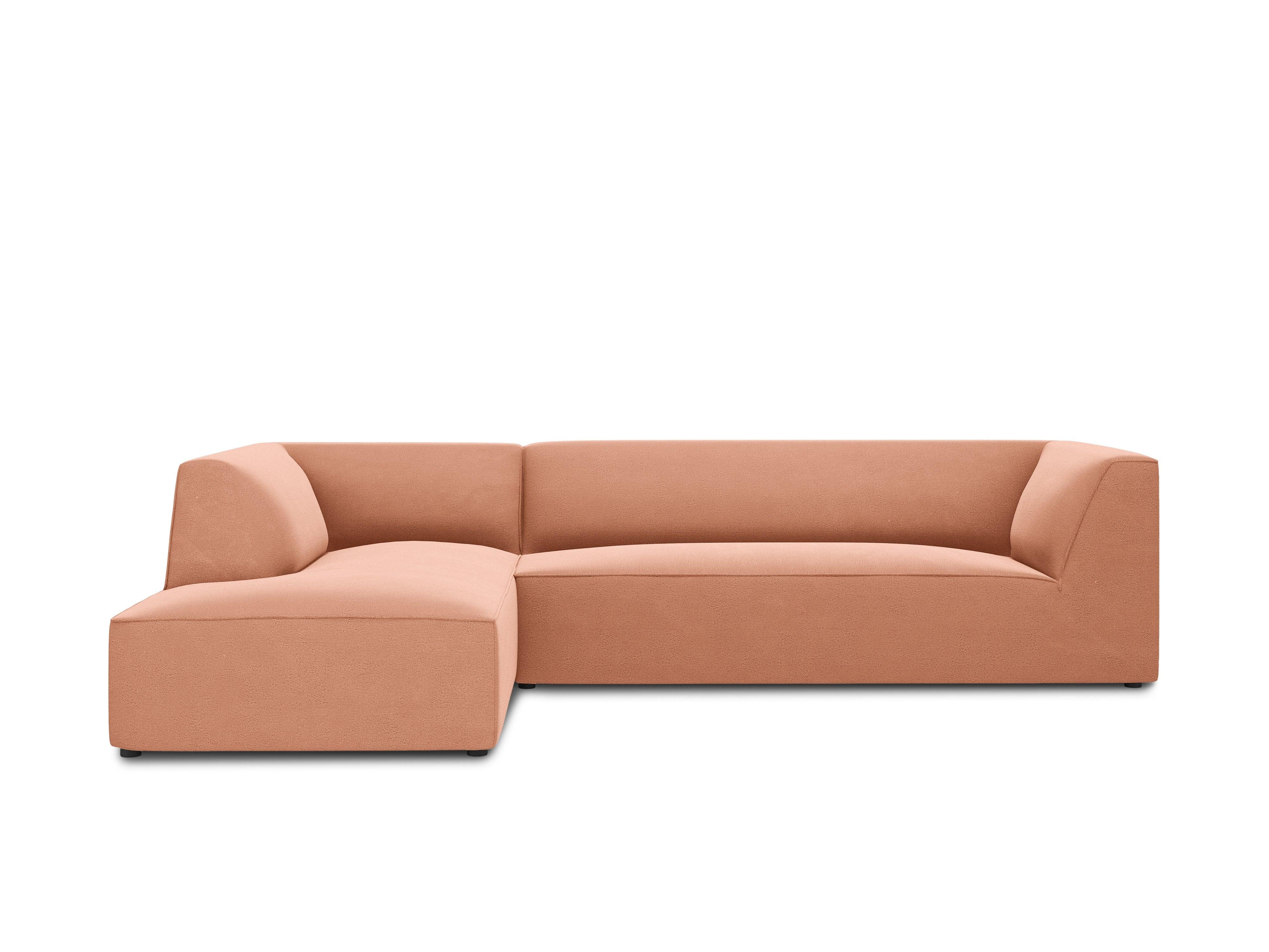 Narożnik aksamitny 4-osobowy lewostronny RUBY łososiowy Micadoni    Eye on Design