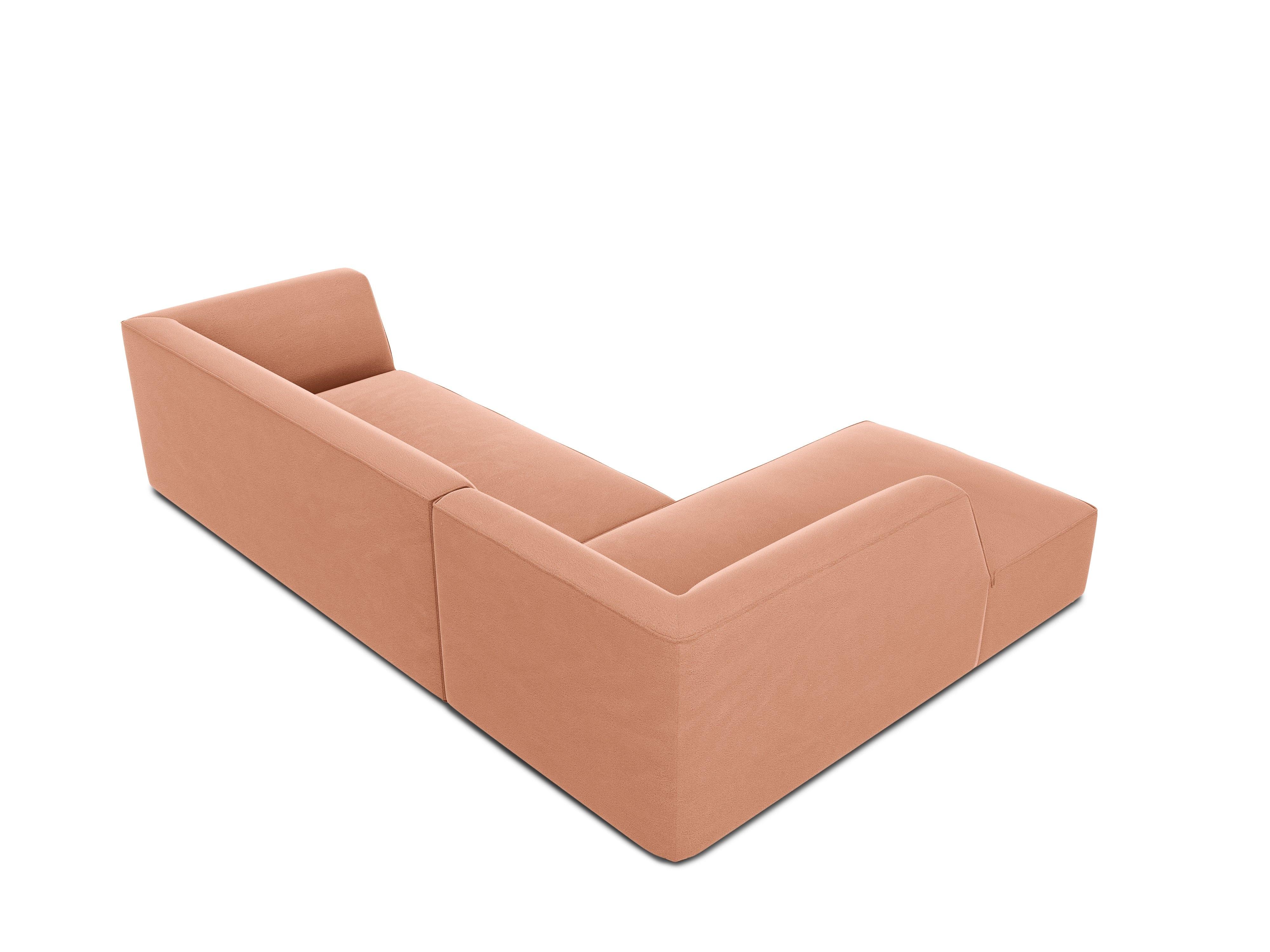 Narożnik aksamitny 4-osobowy lewostronny RUBY łososiowy Micadoni    Eye on Design