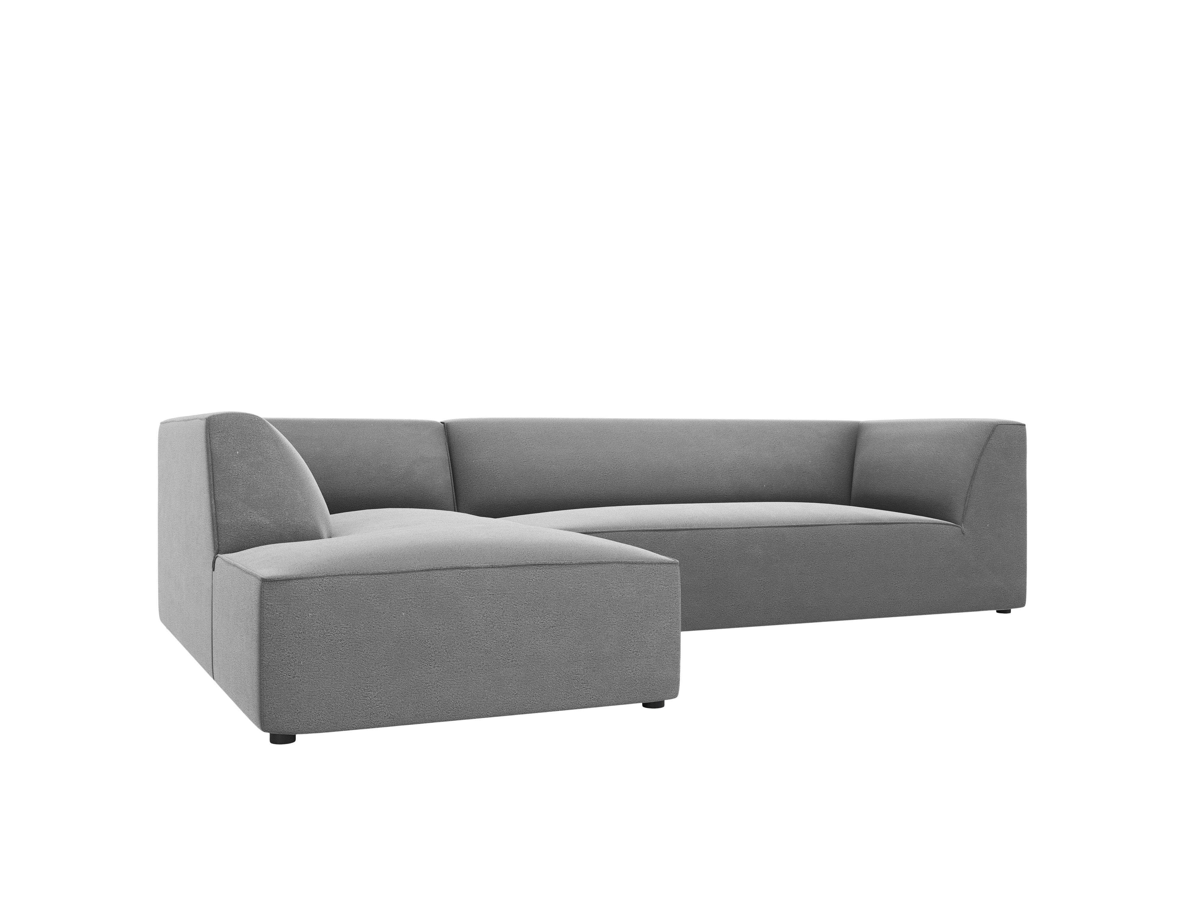 Narożnik aksamitny 4-osobowy lewostronny RUBY jasnoszary Micadoni    Eye on Design