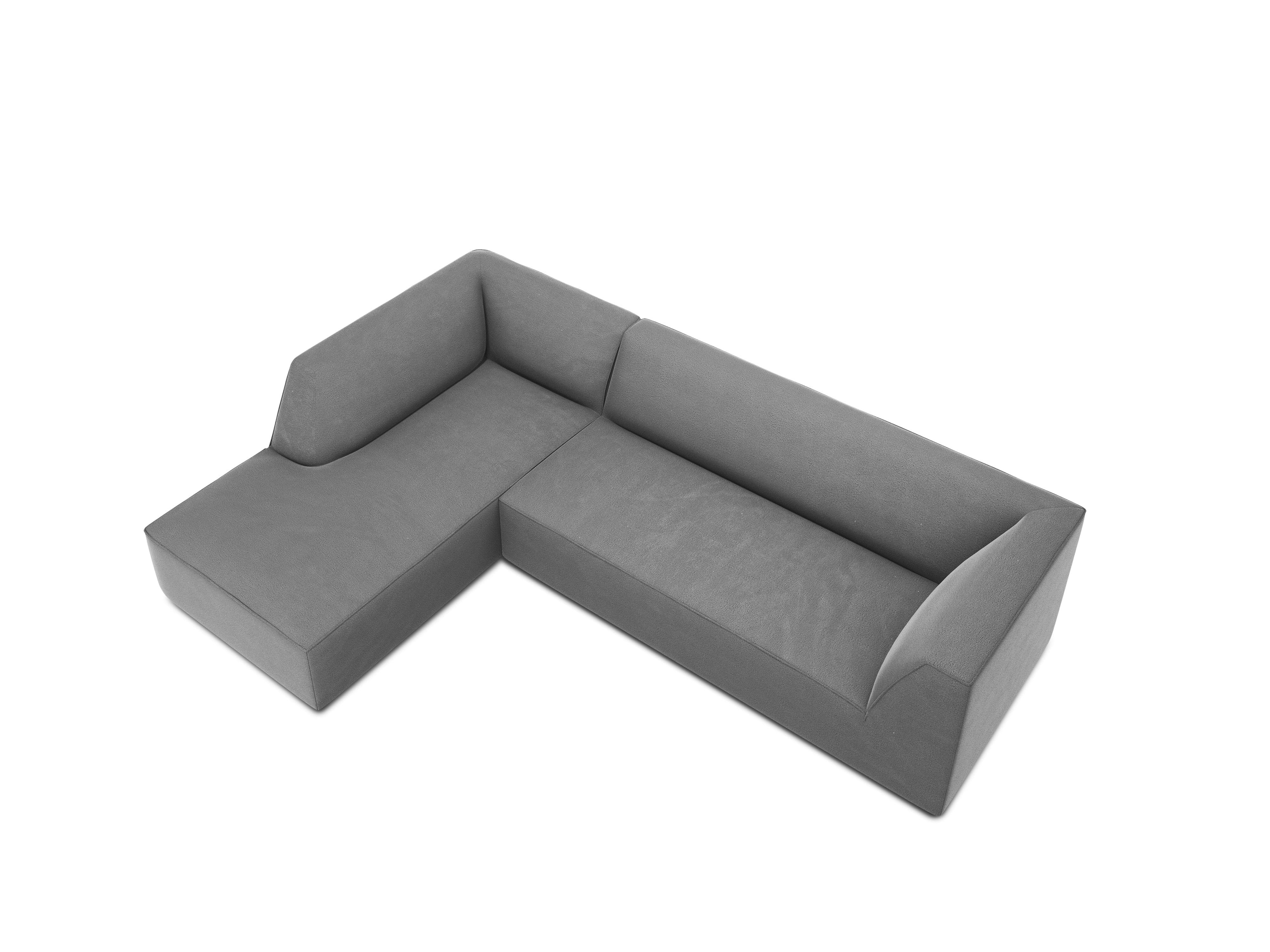 Narożnik aksamitny 4-osobowy lewostronny RUBY jasnoszary Micadoni    Eye on Design