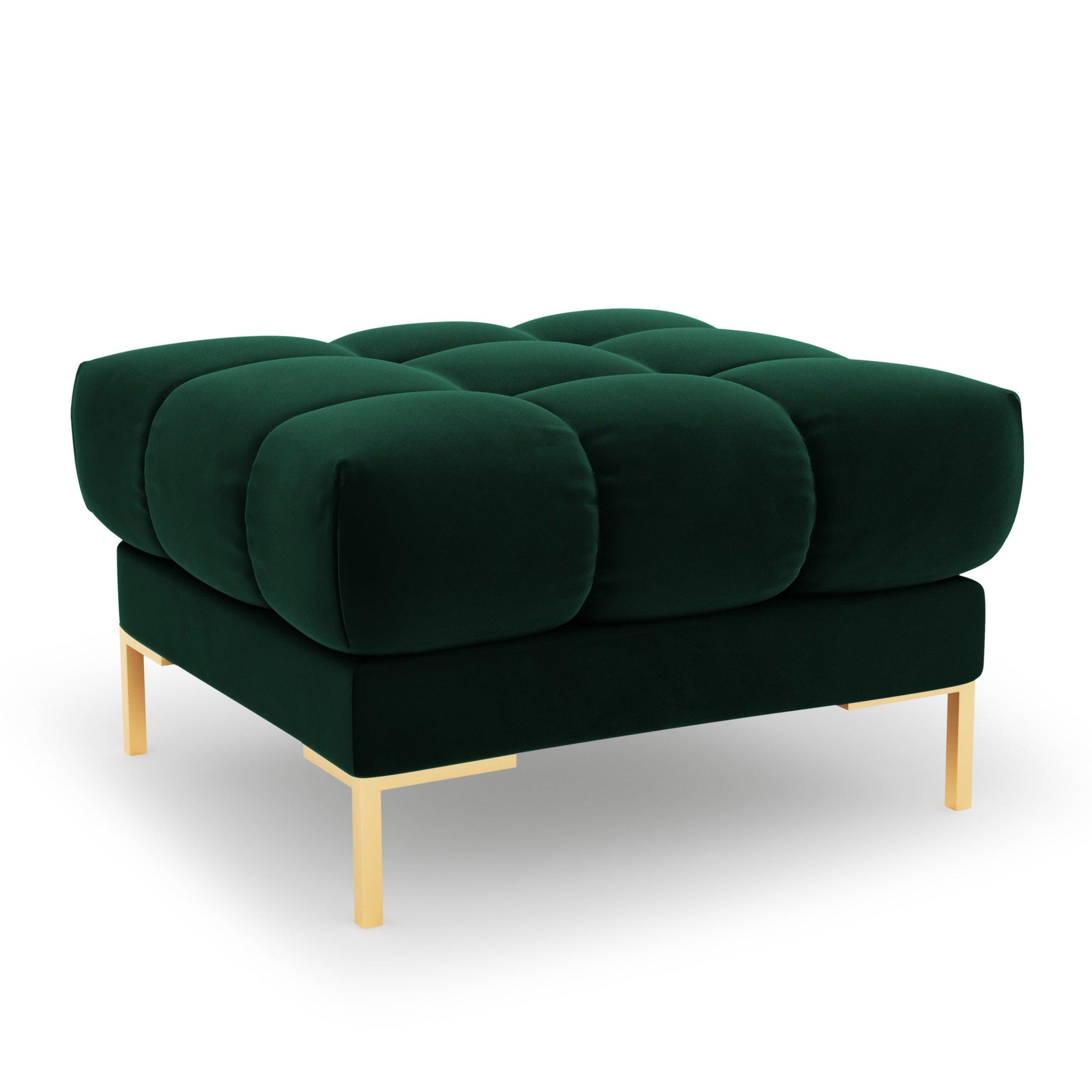 Velvet pouffe MAMAIA green with golden base