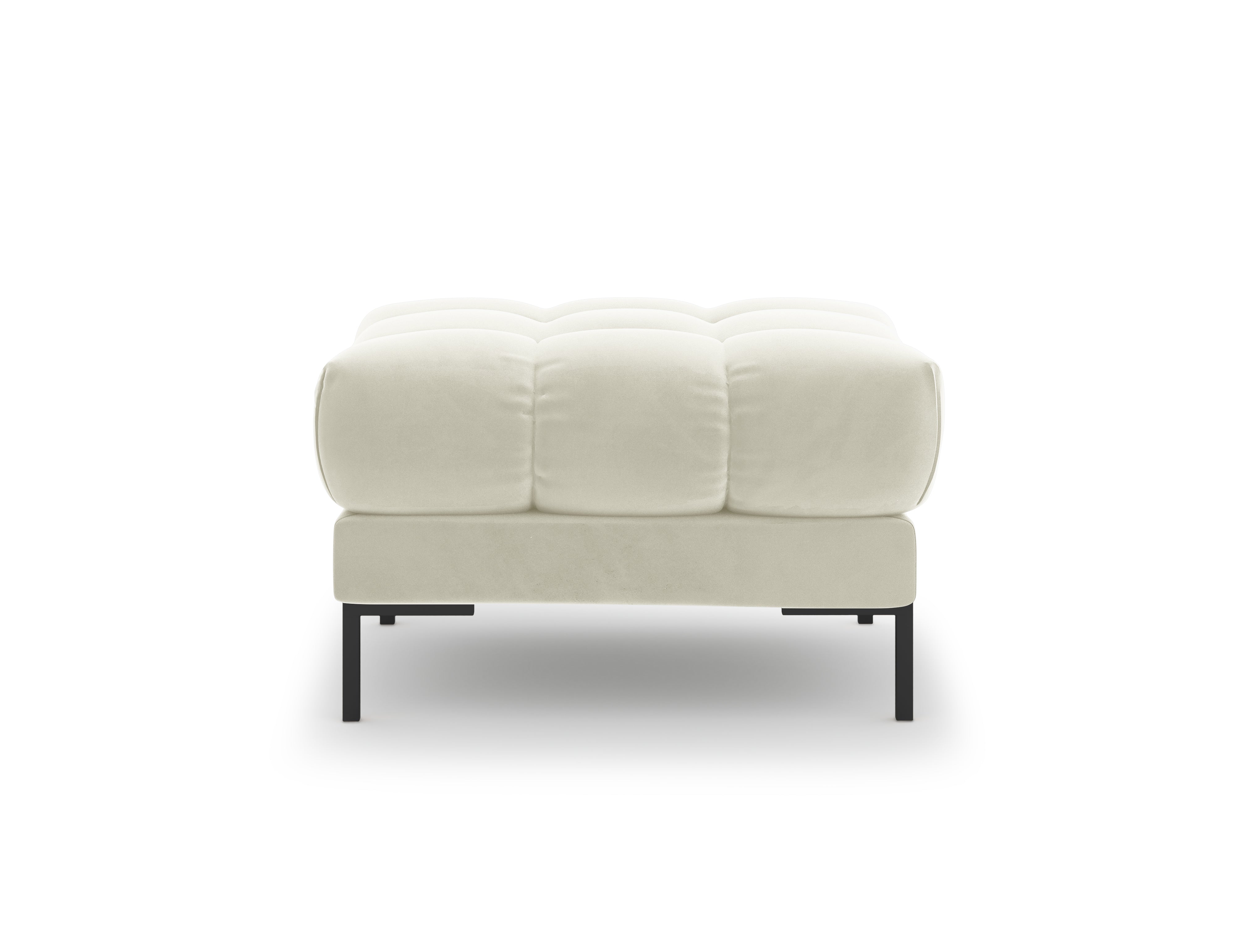 MAMAIA velvet pouffe in light beige with a black base