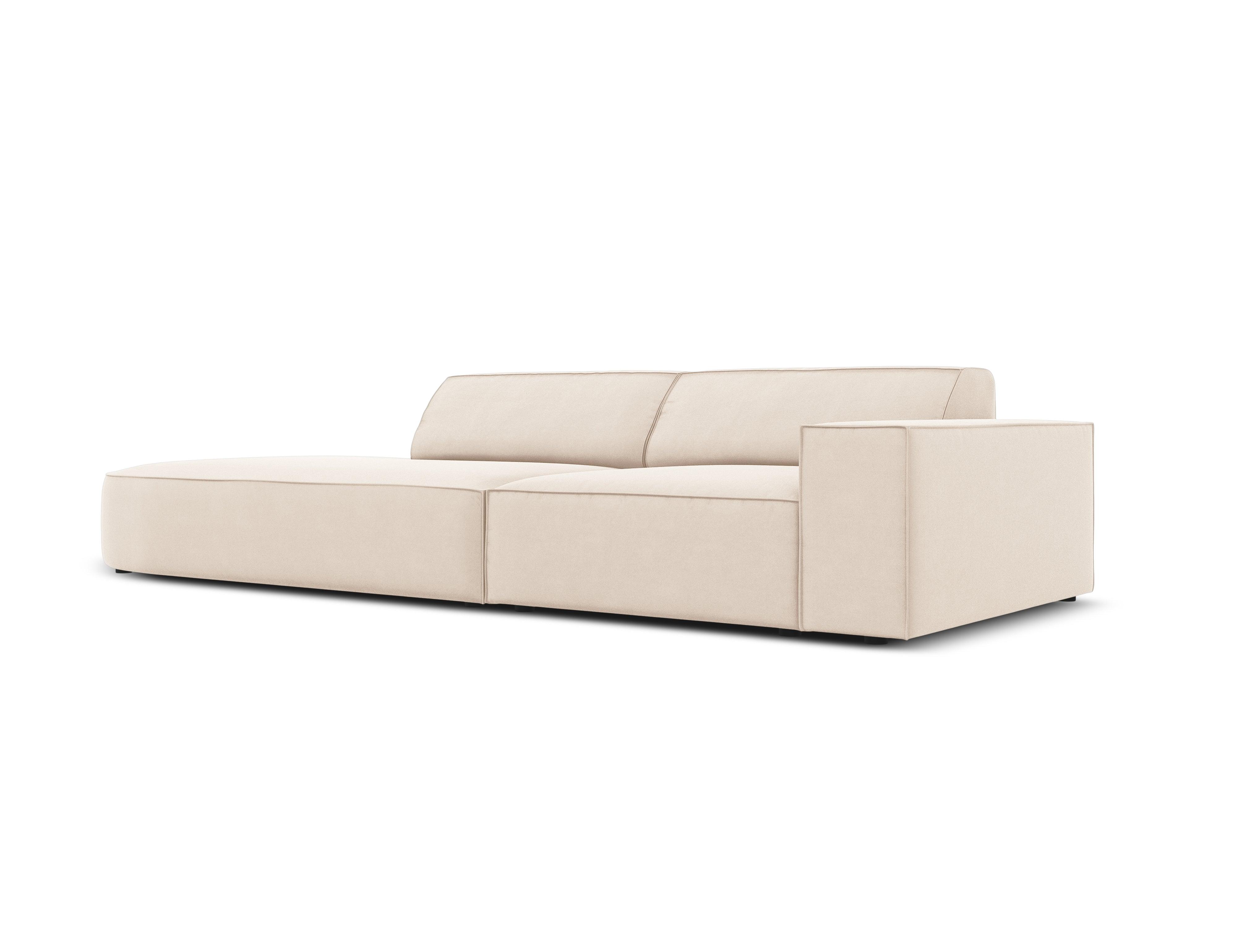 Sofa aksamitna lewostronna okrągła 3-osobowa JODIE jasnobeżowy Micadoni    Eye on Design