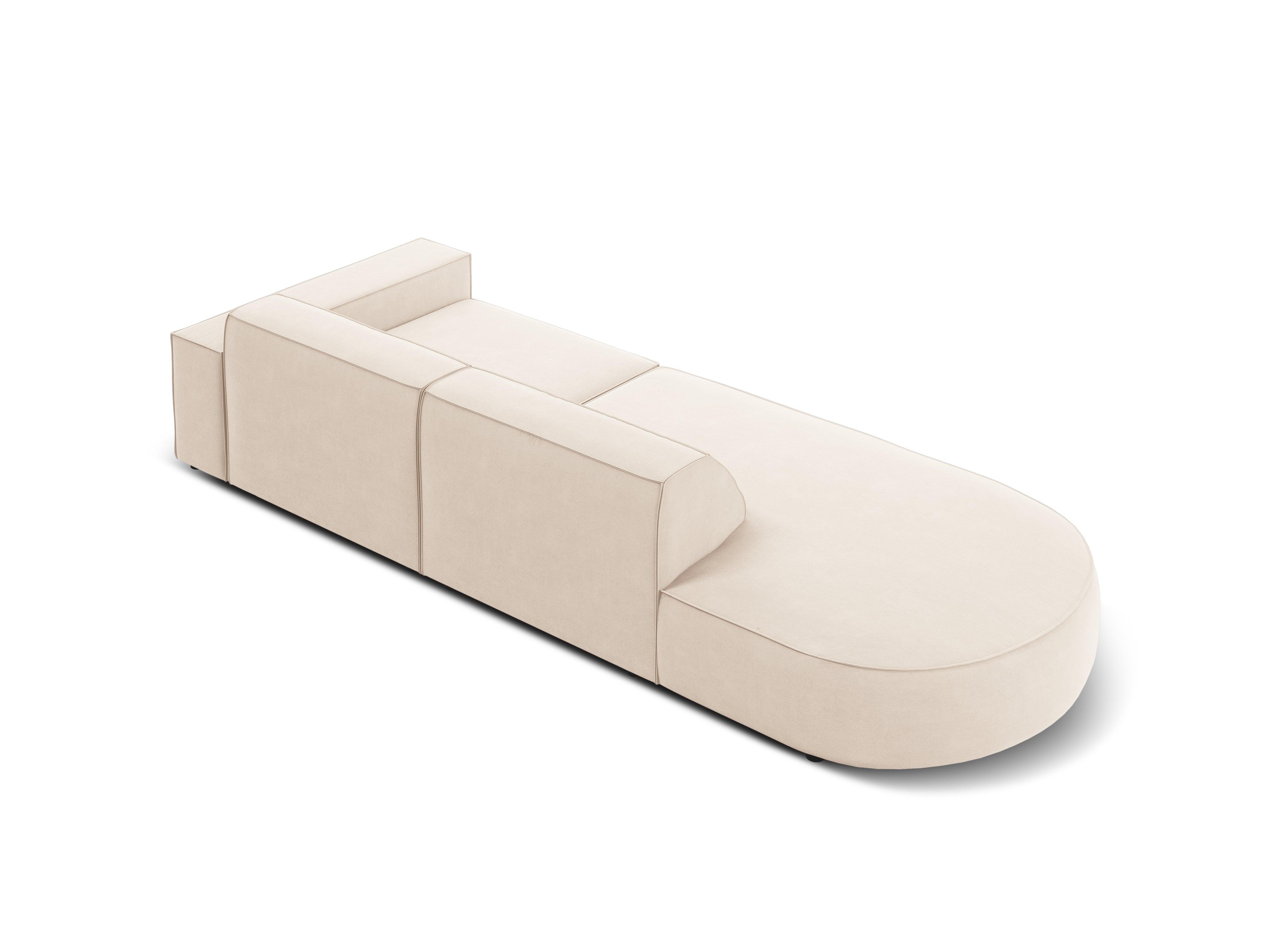 Sofa aksamitna lewostronna okrągła 3-osobowa JODIE jasnobeżowy Micadoni    Eye on Design