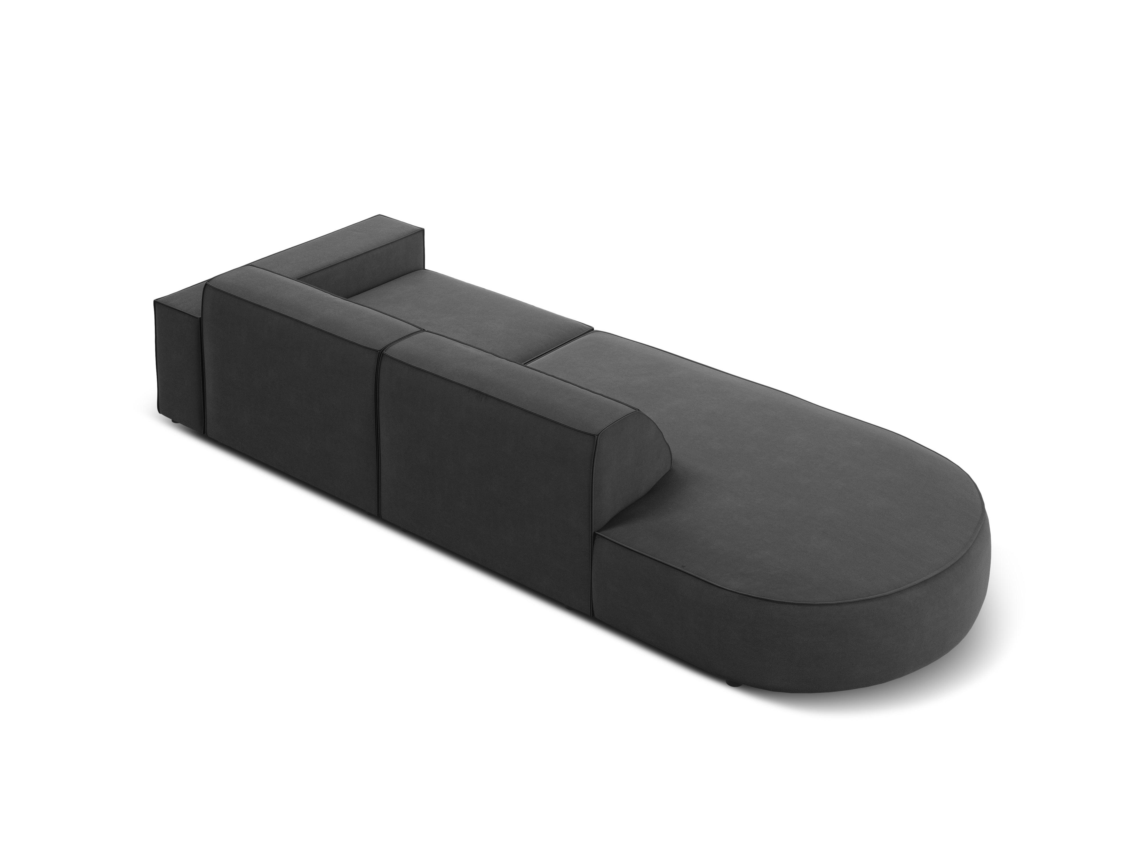 Sofa aksamitna lewostronna okrągła 3-osobowa JODIE ciemnoszary Micadoni    Eye on Design