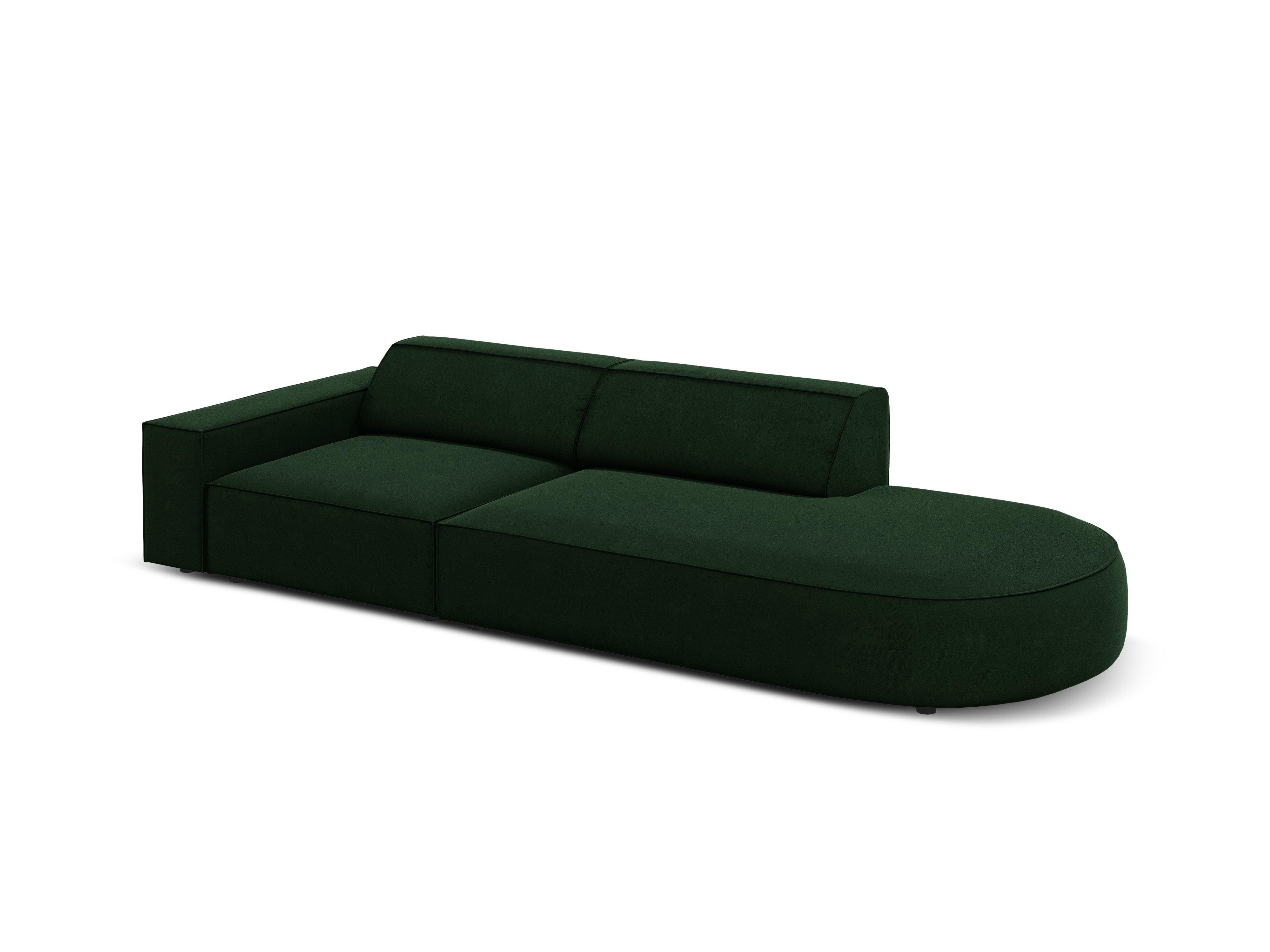 Sofa aksamitna prawostronna okrągła 3-osobowa JODIE butelkowa zieleń Micadoni    Eye on Design