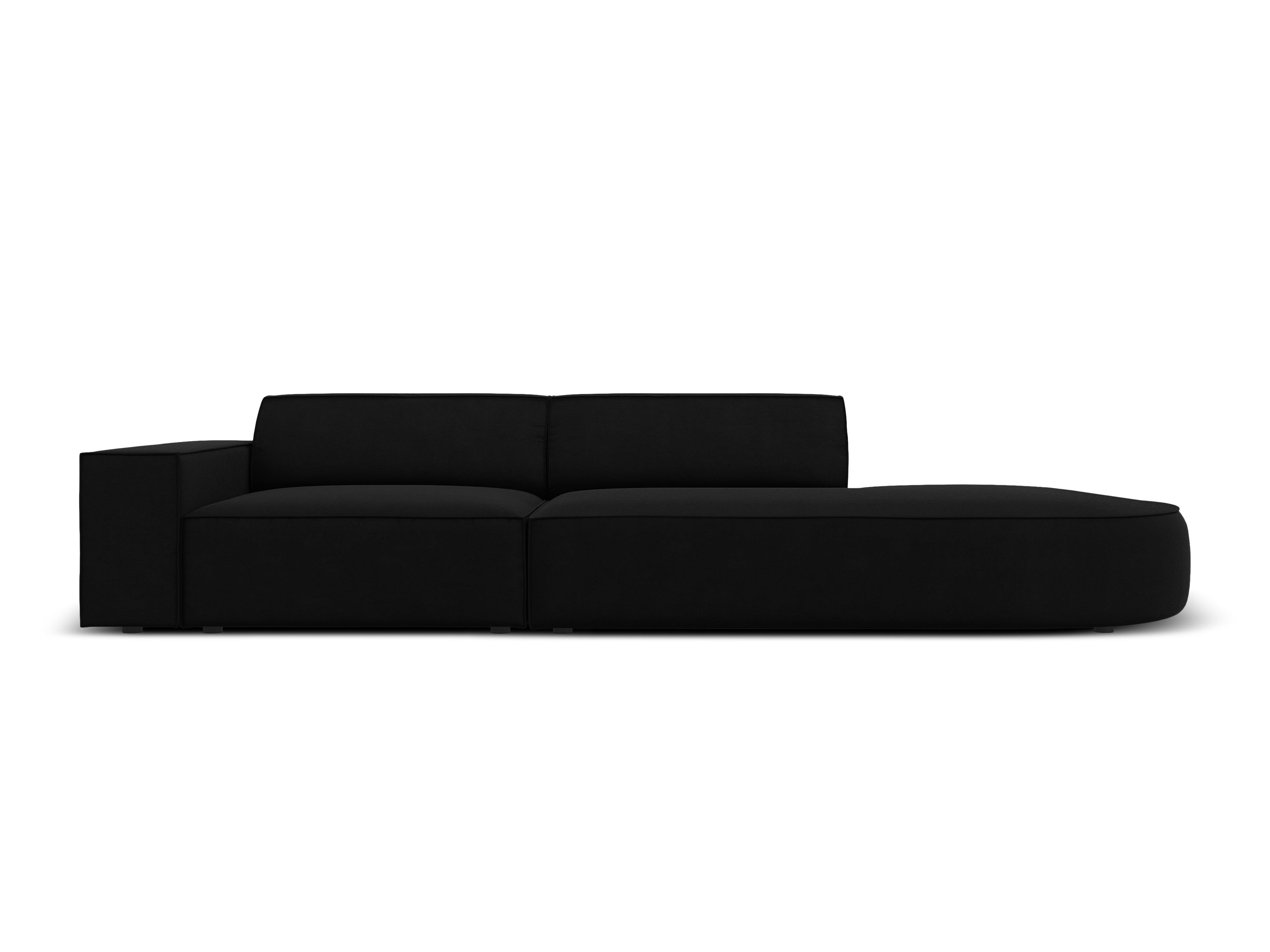 Sofa aksamitna prawostronna okrągła 3-osobowa JODIE czarny Micadoni    Eye on Design
