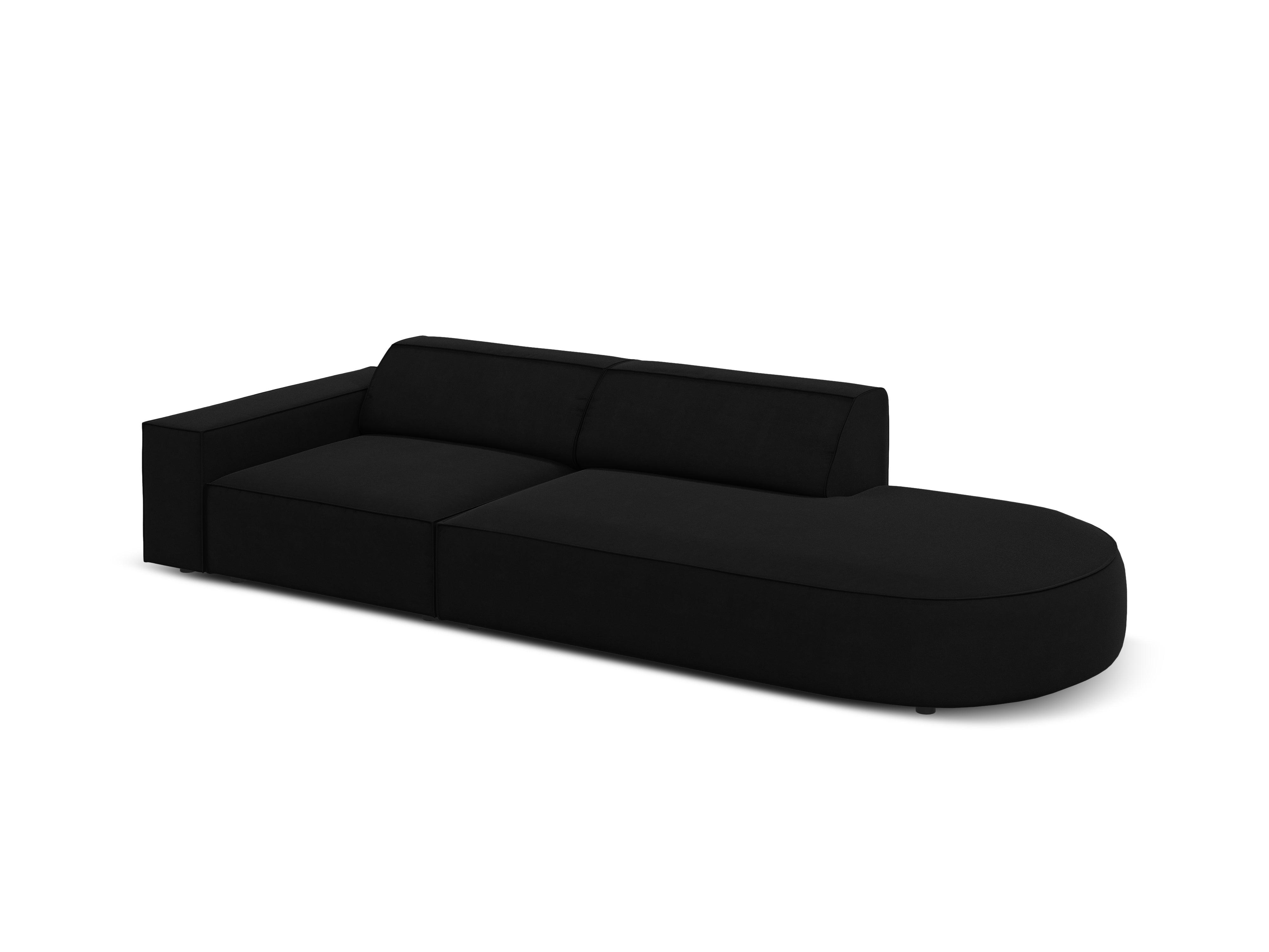 Sofa aksamitna prawostronna okrągła 3-osobowa JODIE czarny Micadoni    Eye on Design