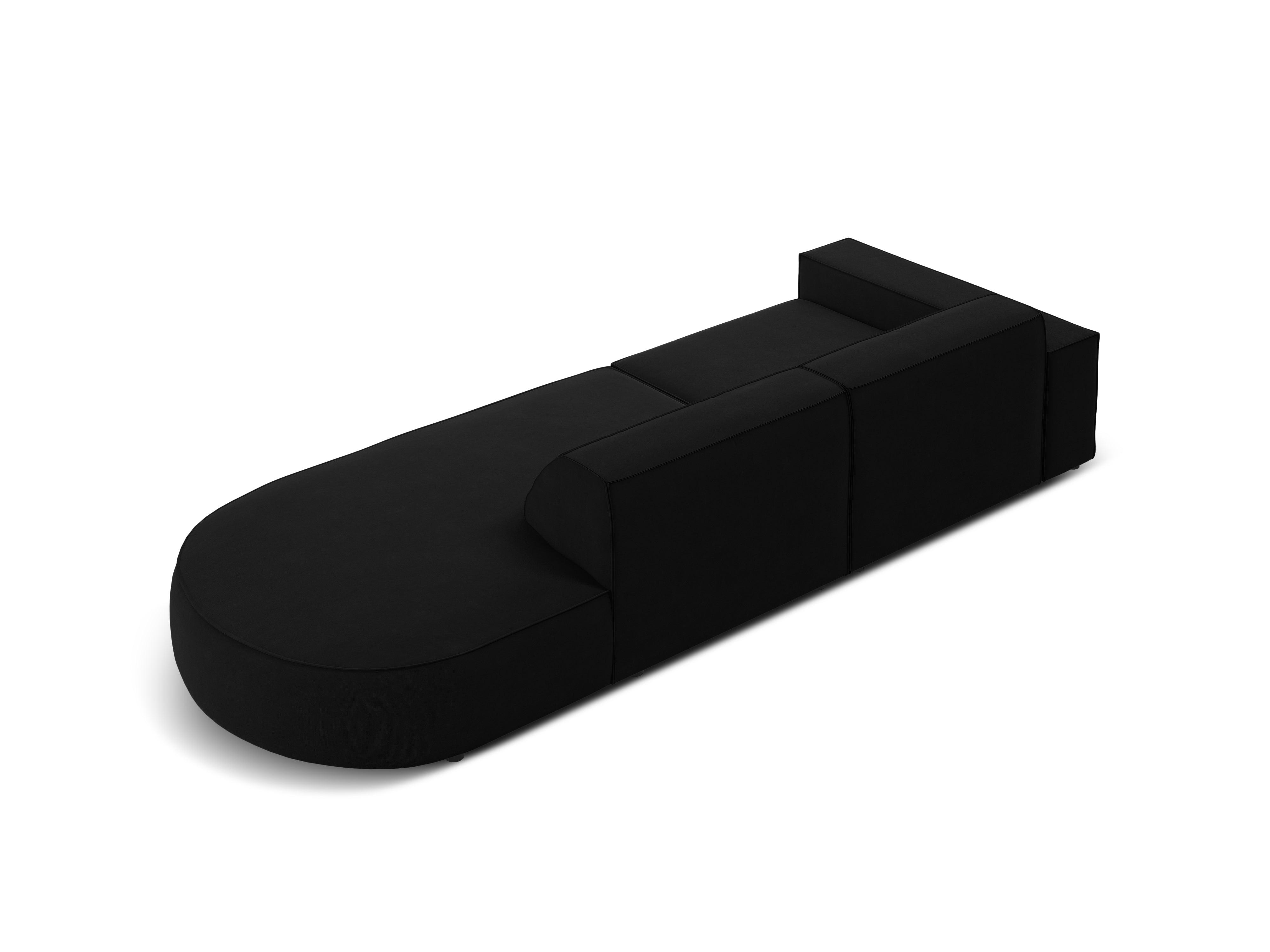 Sofa aksamitna prawostronna okrągła 3-osobowa JODIE czarny Micadoni    Eye on Design