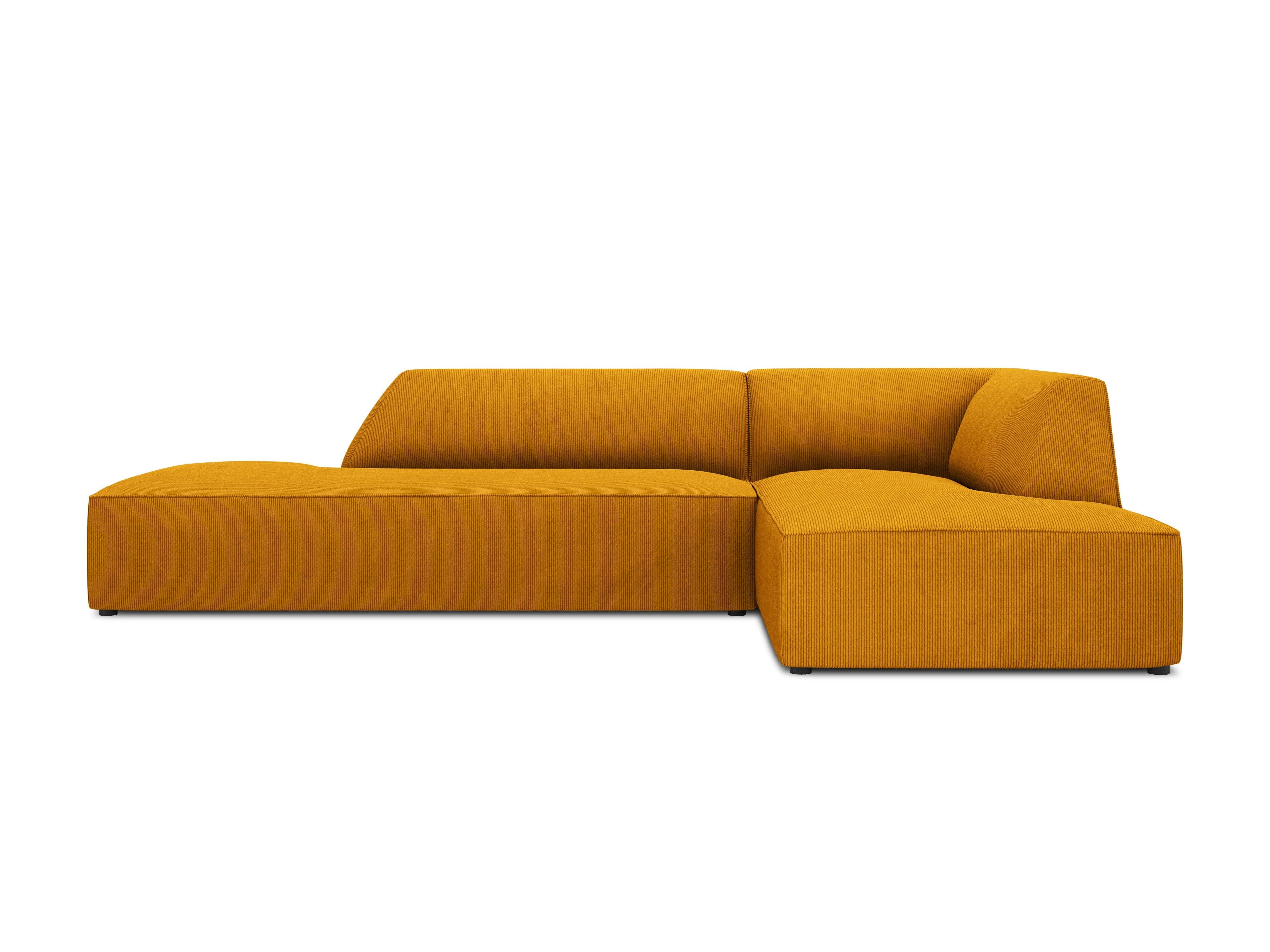 Sofa narożna sztruksowa prawostronny RUBY żółty Micadoni    Eye on Design