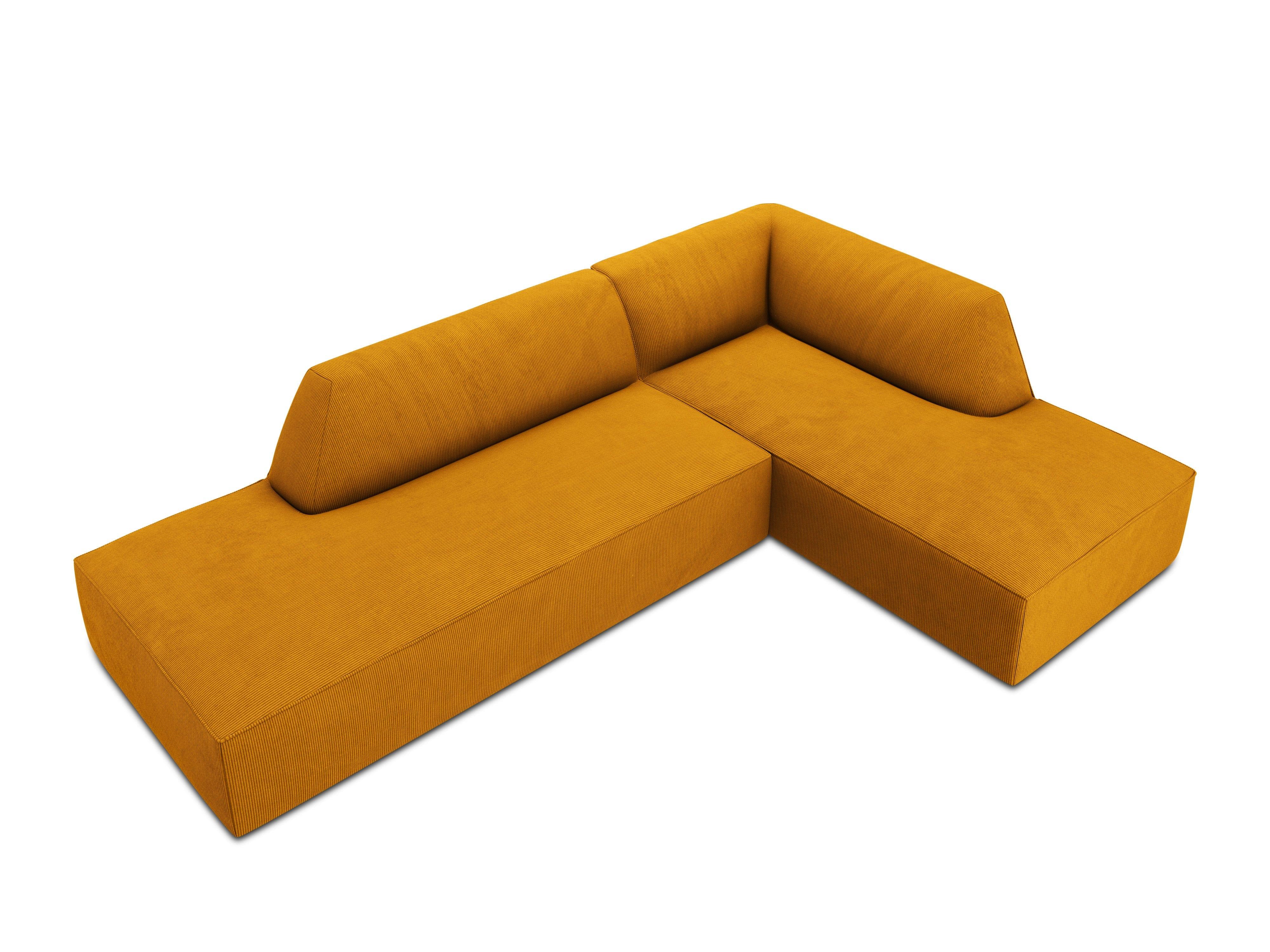Sofa narożna sztruksowa prawostronny RUBY żółty Micadoni    Eye on Design