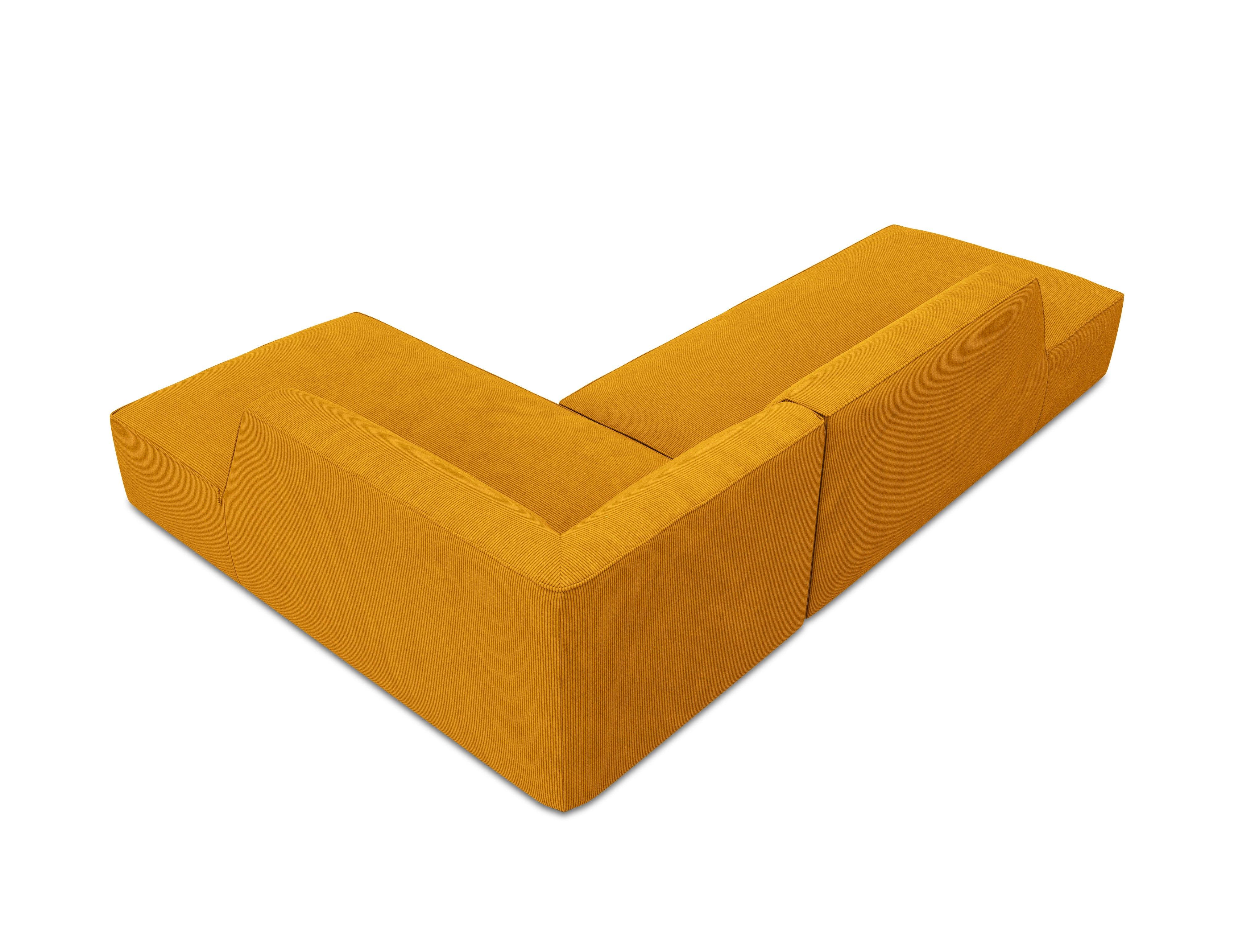 Sofa narożna sztruksowa prawostronny RUBY żółty Micadoni    Eye on Design