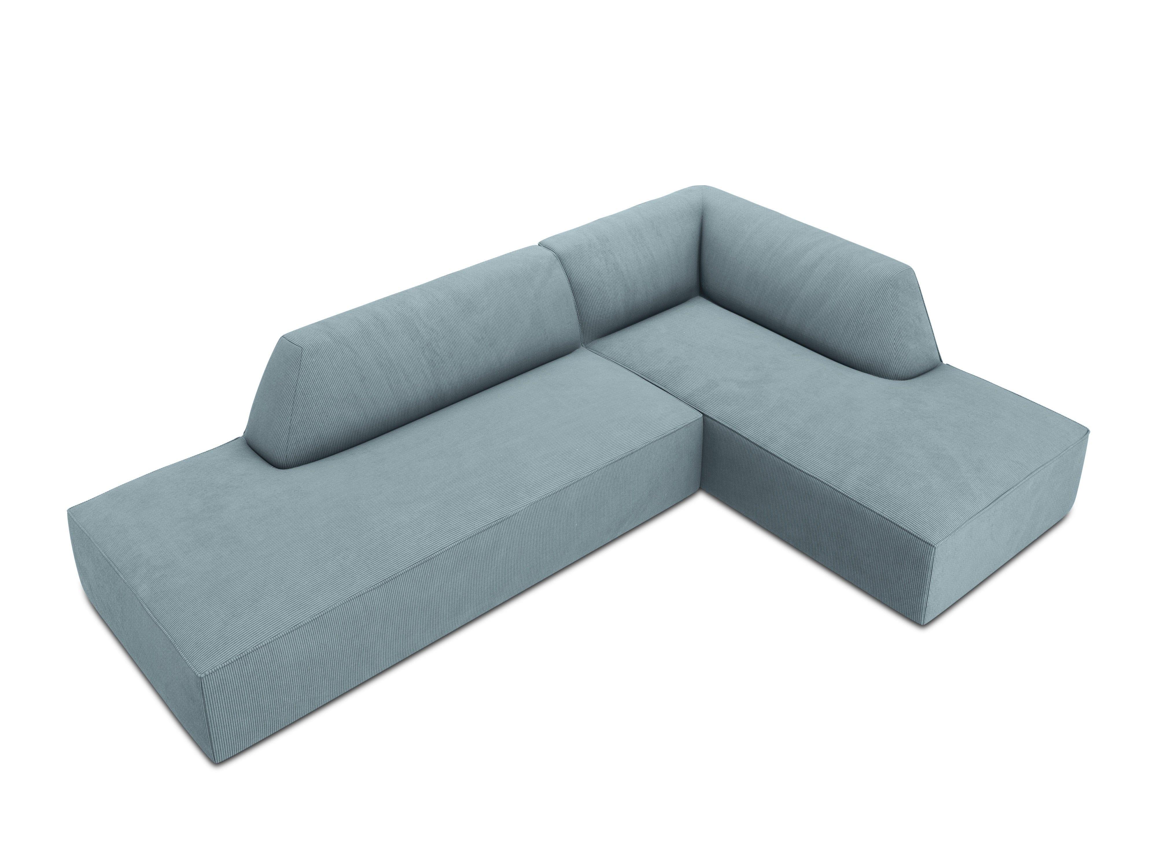 Sofa narożna sztruksowa prawostronny RUBY jasnoniebieski Micadoni    Eye on Design