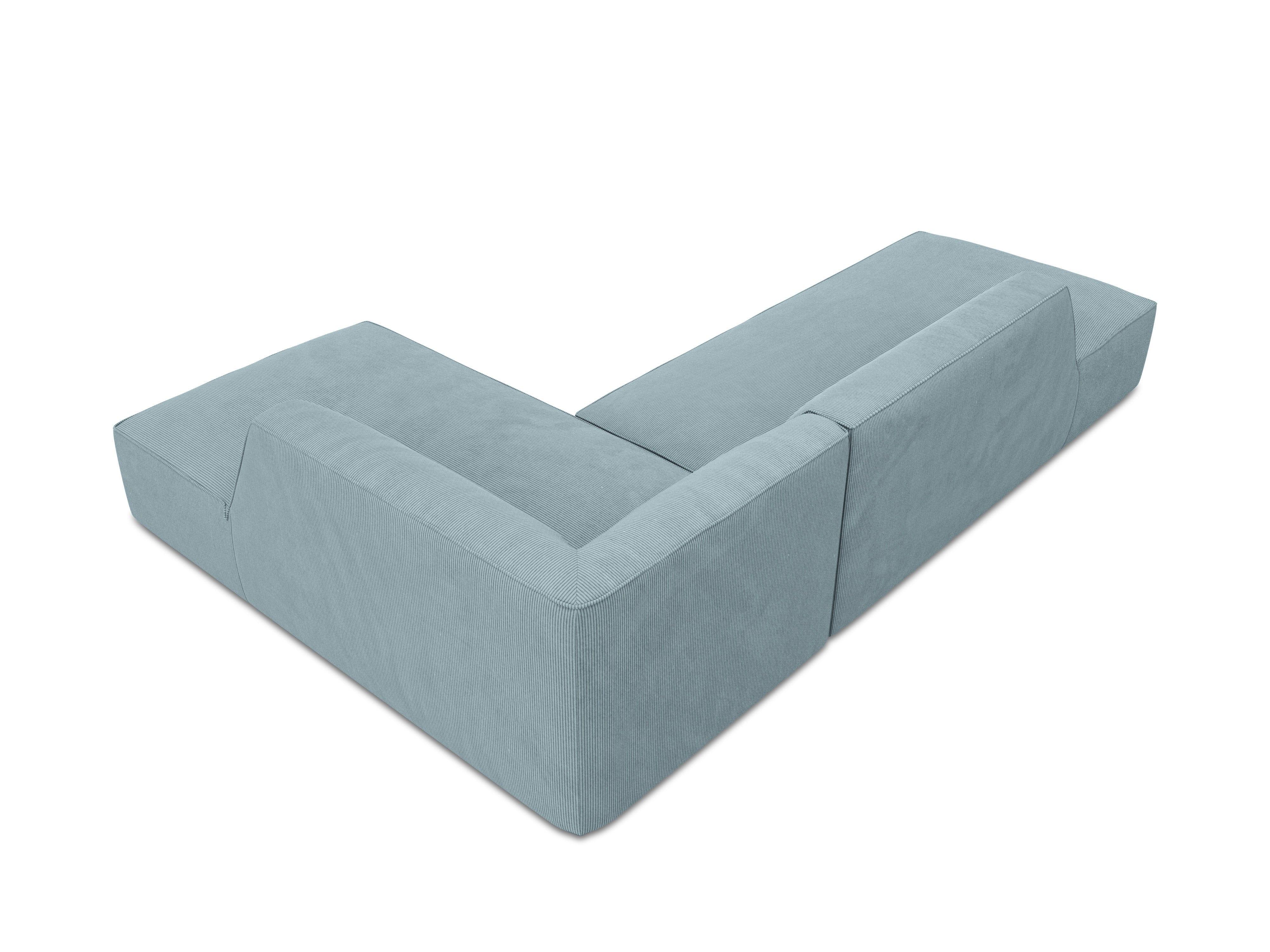 Sofa narożna sztruksowa prawostronny RUBY jasnoniebieski Micadoni    Eye on Design
