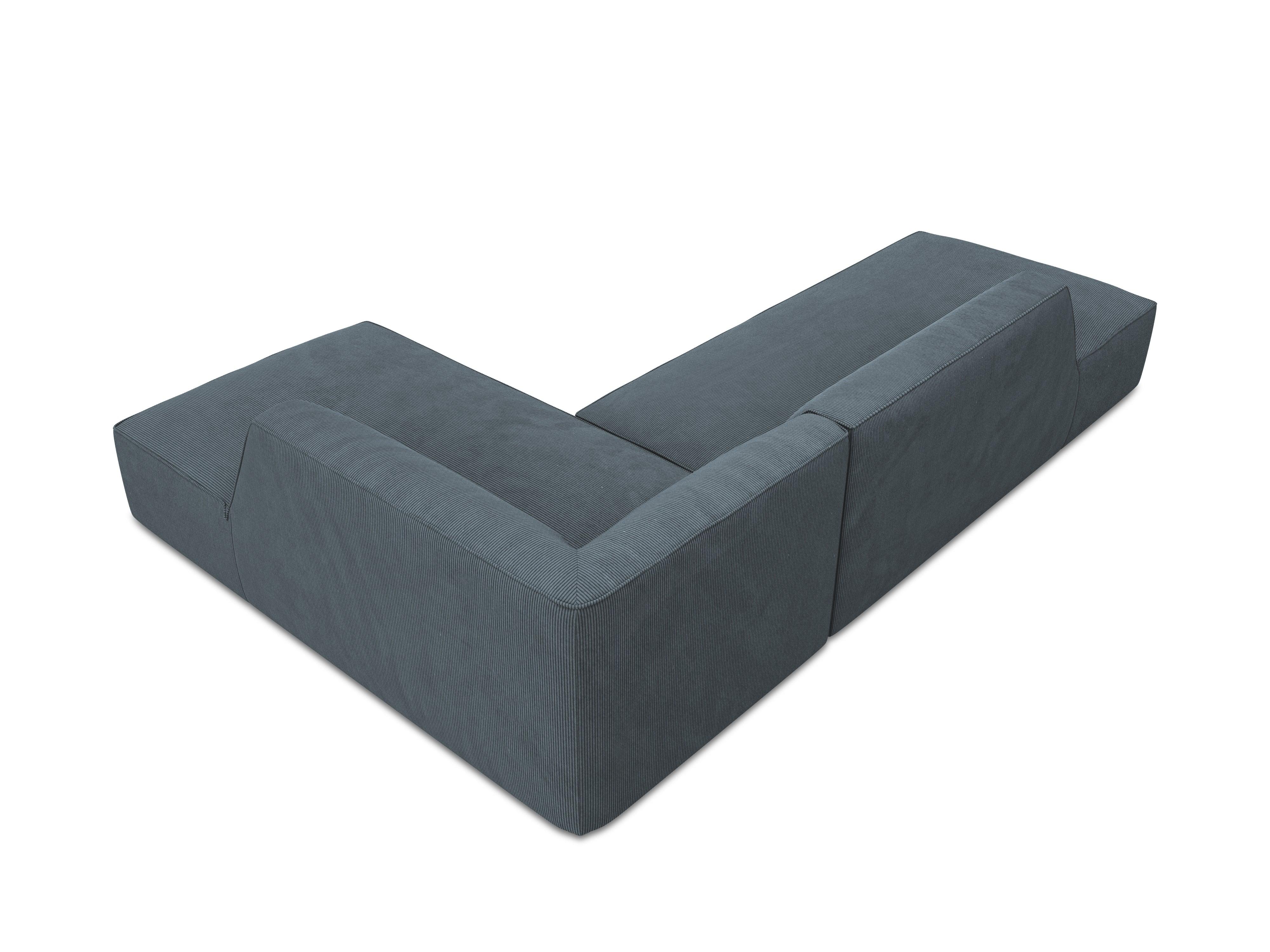 Sofa narożna sztruksowa prawostronny RUBY niebieski Micadoni    Eye on Design