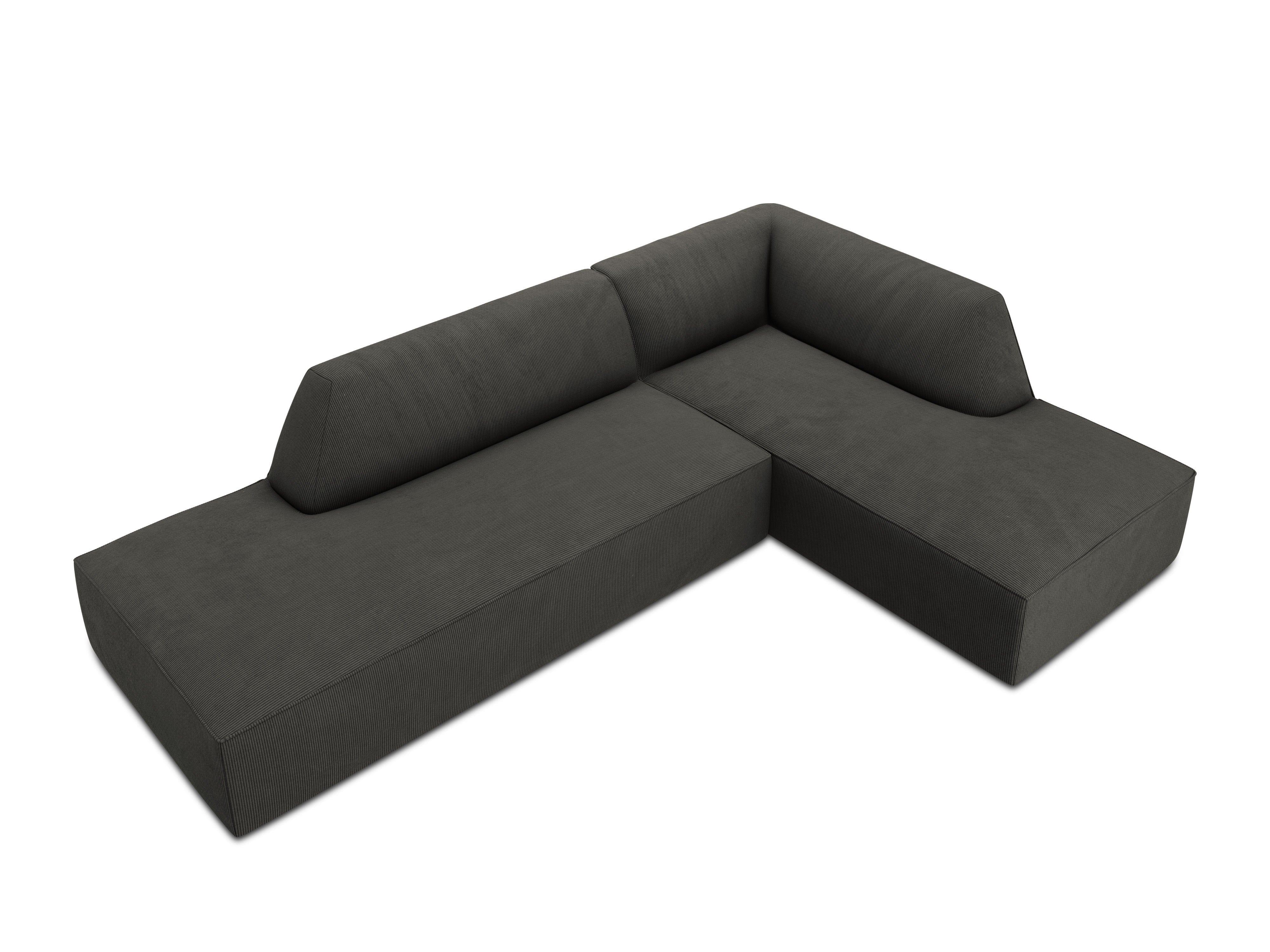 Sofa narożna sztruksowa prawostronny RUBY ciemnoszary Micadoni    Eye on Design