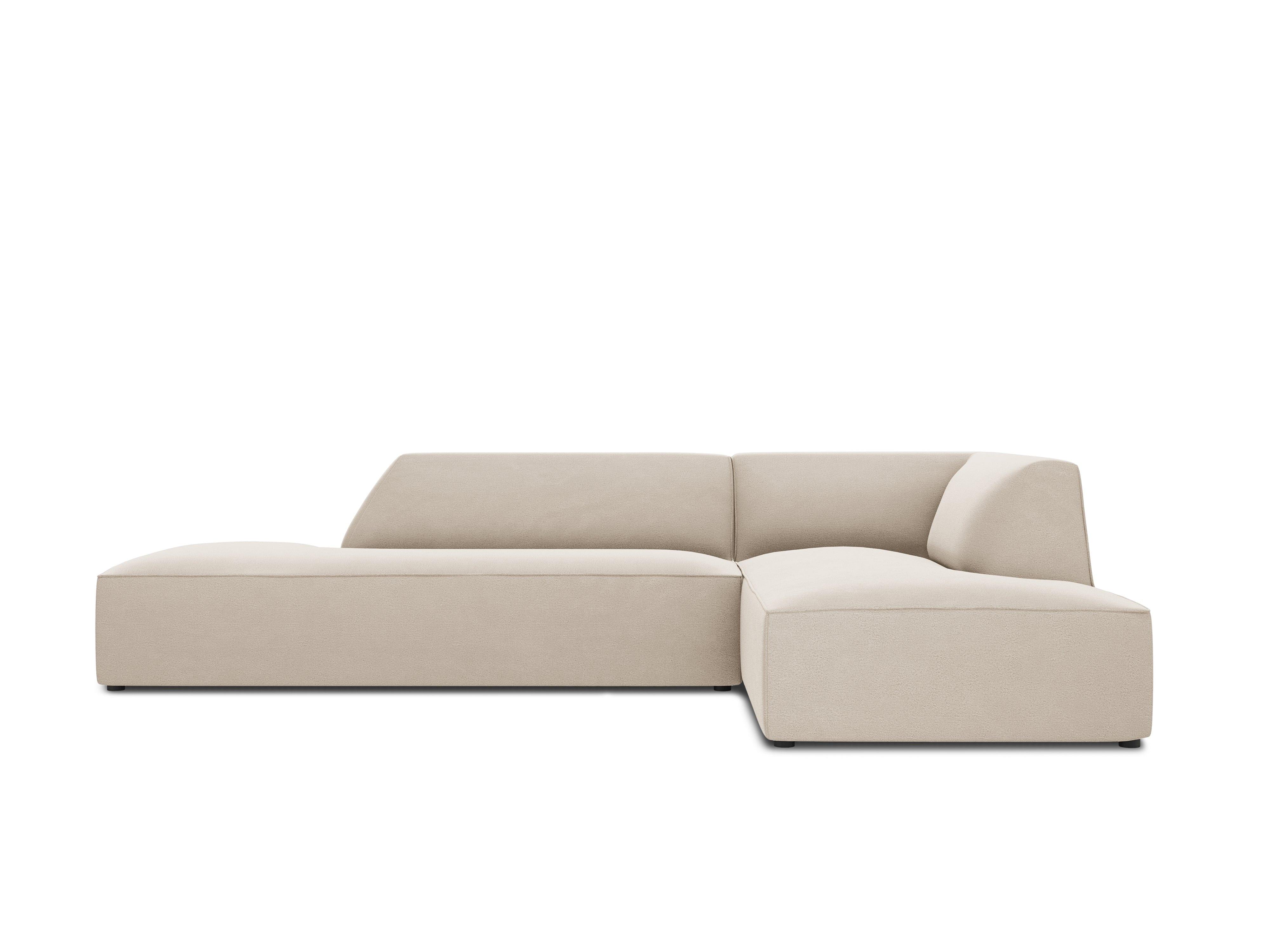 Sofa narożna aksamitna prawostronna RUBY beżowy Micadoni    Eye on Design