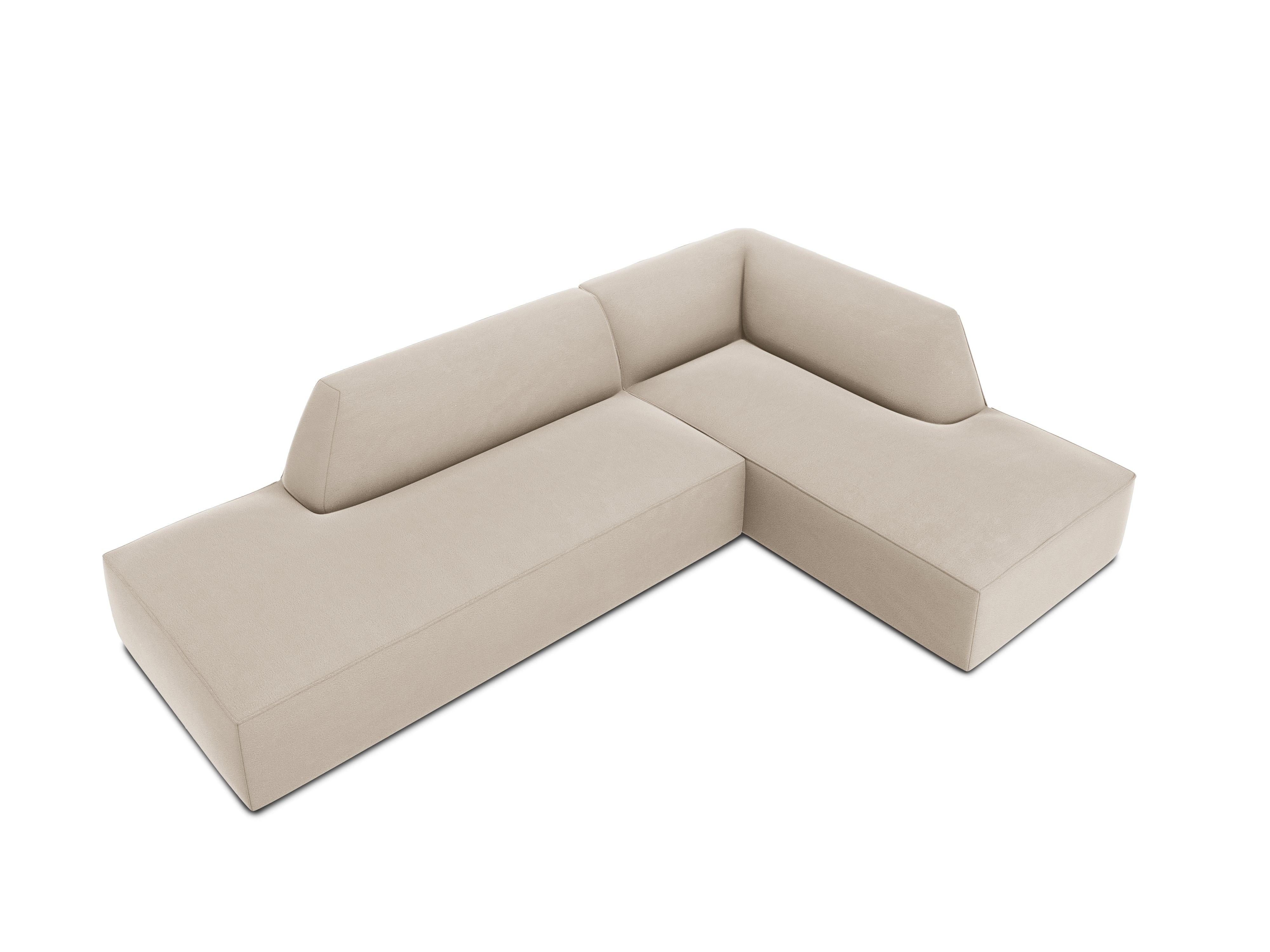 Sofa narożna aksamitna prawostronna RUBY beżowy Micadoni    Eye on Design