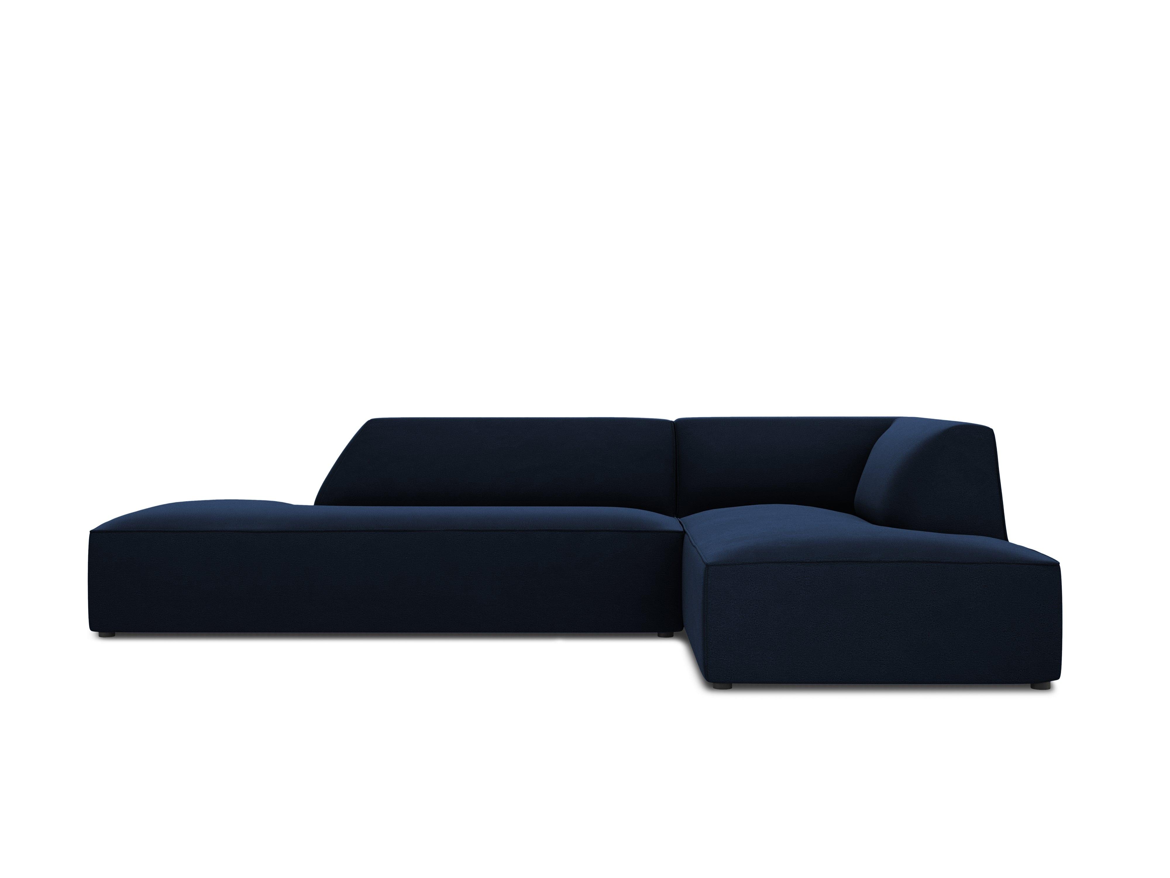Sofa narożna aksamitna prawostronna RUBY granat królewski Micadoni    Eye on Design